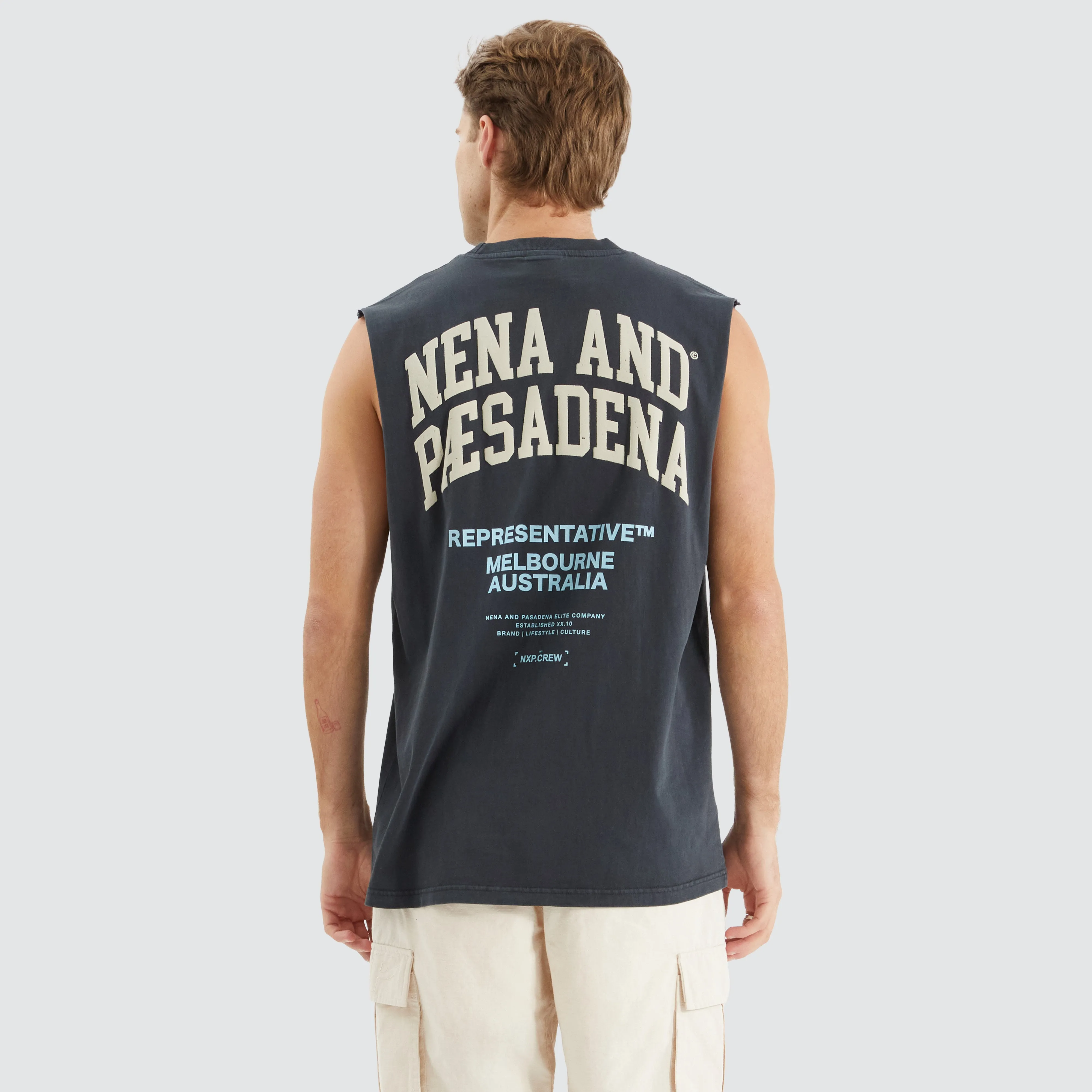 Overtaking Relaxed Muscle Tee Pigment Black sold by Nena and Pasadena