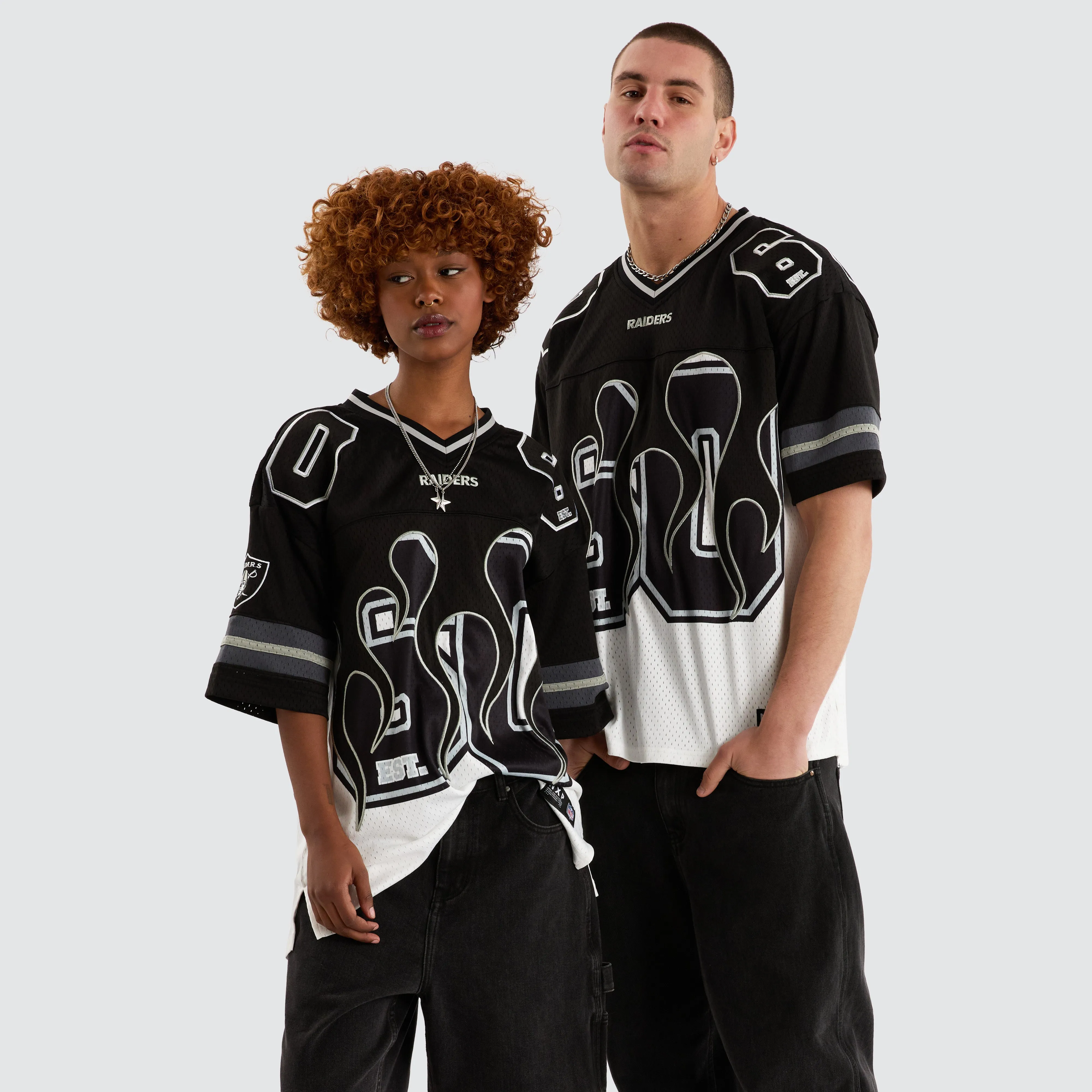 Las Vegas Raiders NFL Flame Jersey Tee Black/White sold by Nena and Pasadena product image thumbnail 3