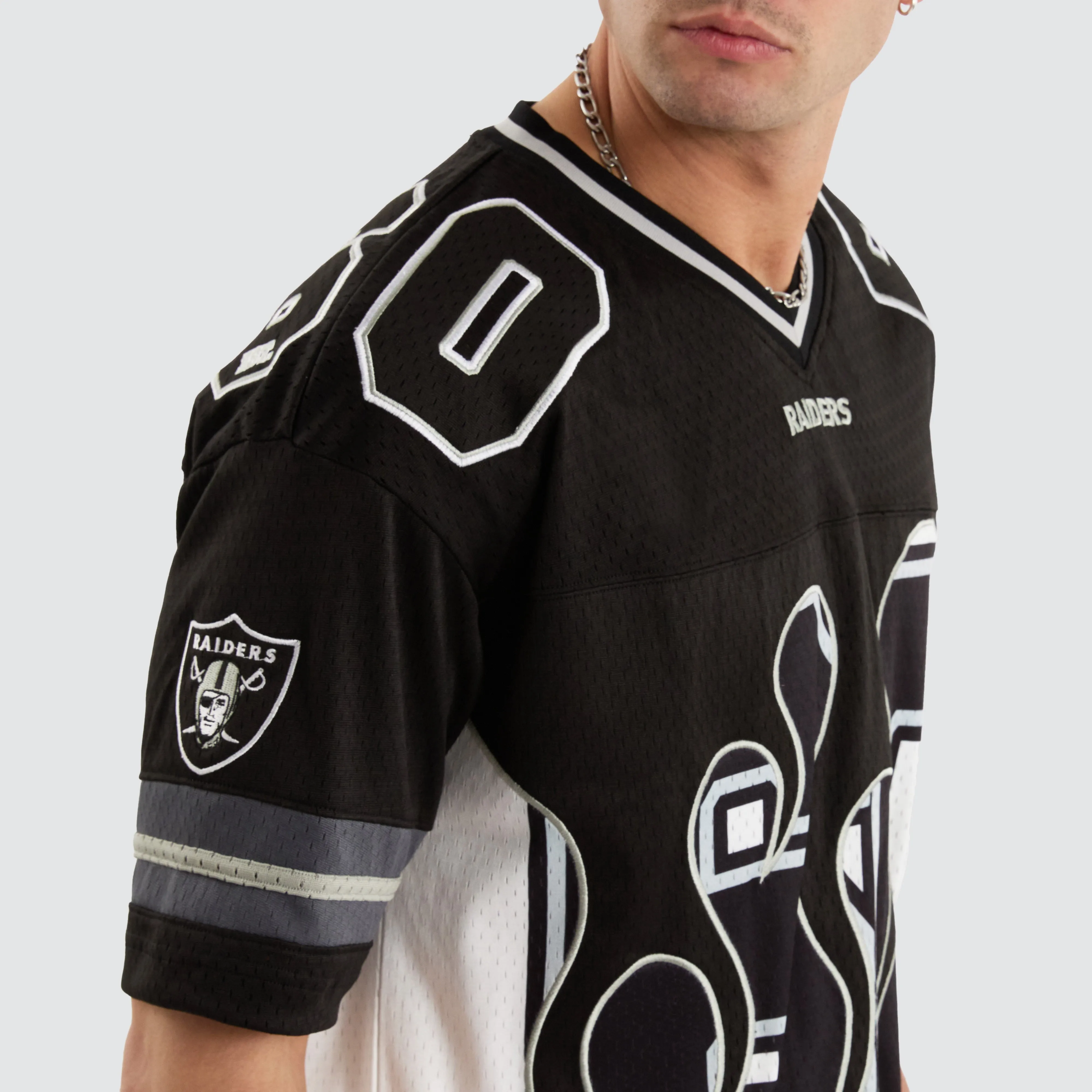Las Vegas Raiders NFL Flame Jersey Tee Black/White sold by Nena and Pasadena product image thumbnail 5