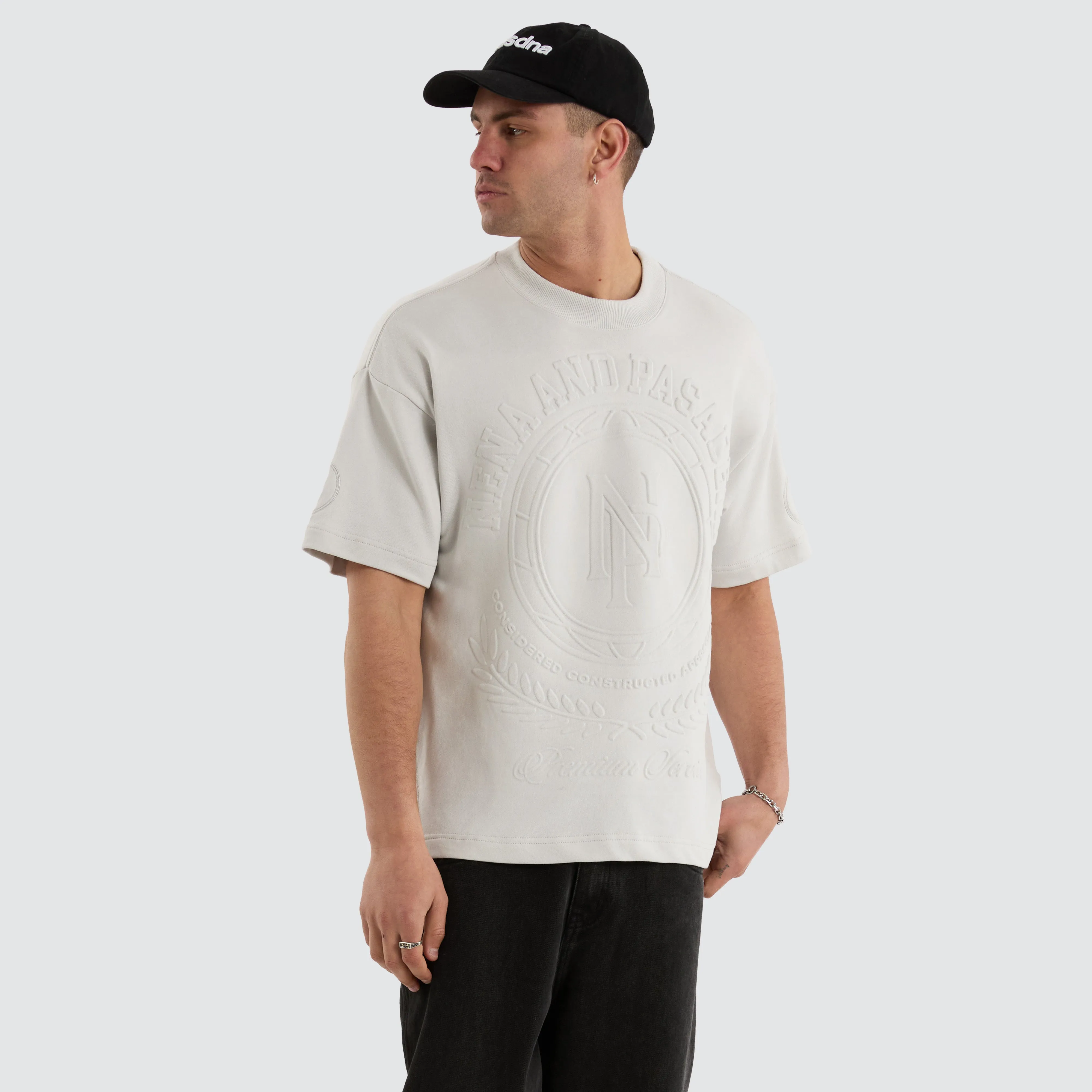 Boss Loopback Raptor Tee Glacier grey sold by Nena and Pasadena