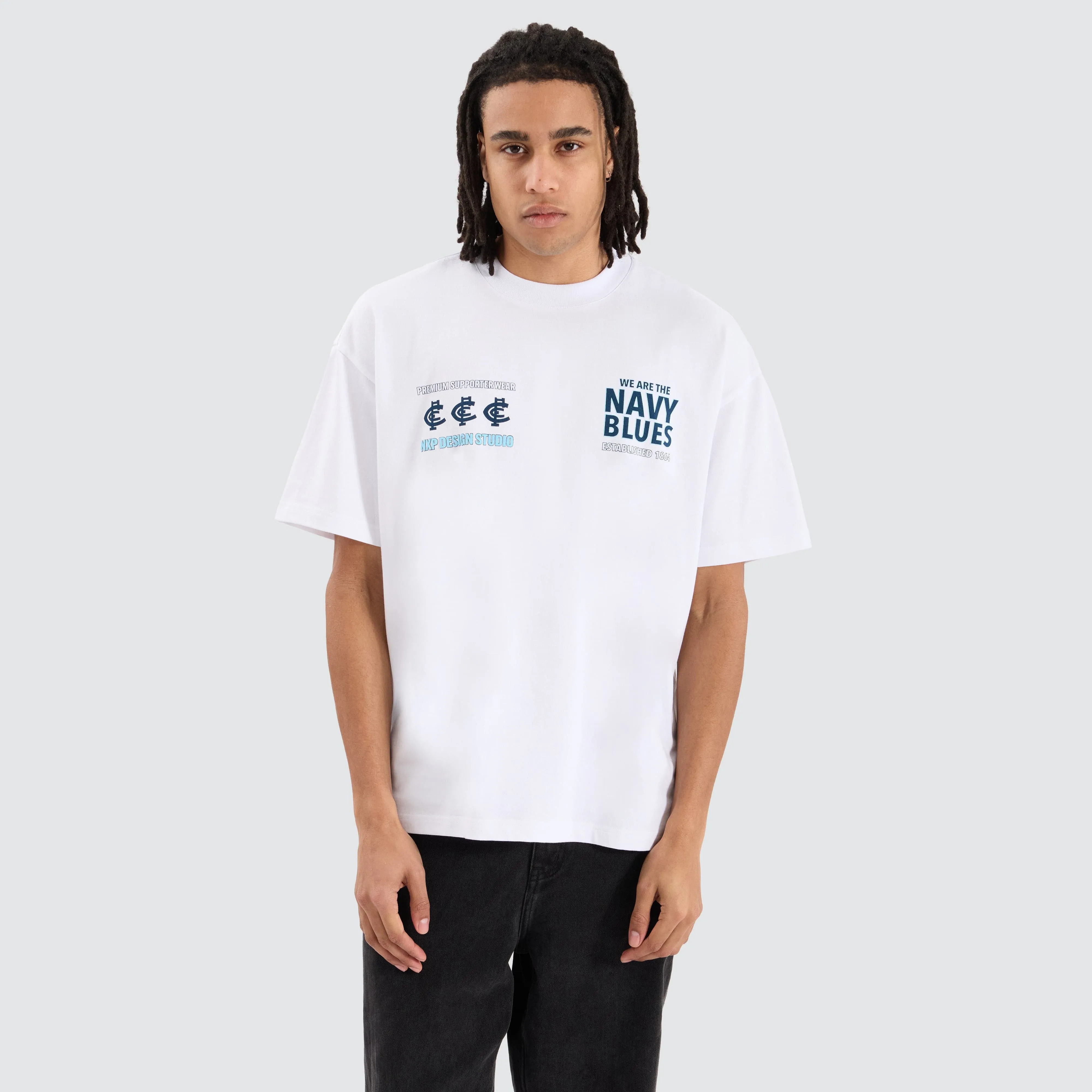 Carlton Blues AFL Heavy Raptor Tee Optical White sold by Nena and Pasadena product image thumbnail 2