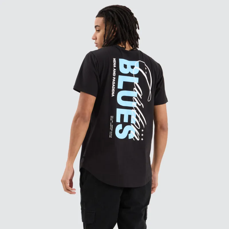 Carlton Blues AFL Dual Curved Tee Jet Black sold by Nena and Pasadena