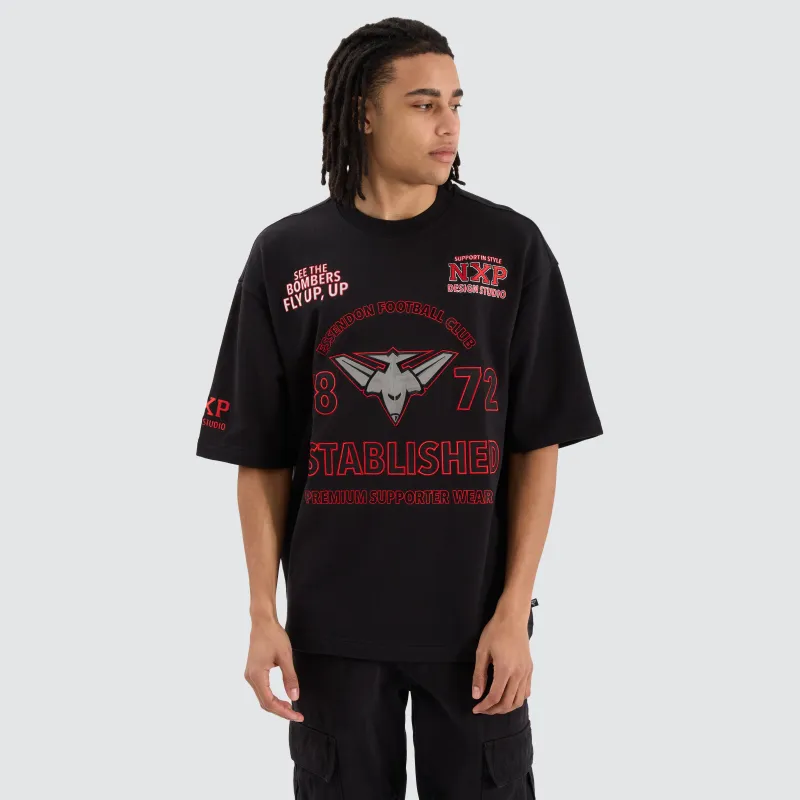 Essendon Bombers AFL Mega Loopback Tee Jet Black sold by Nena and Pasadena