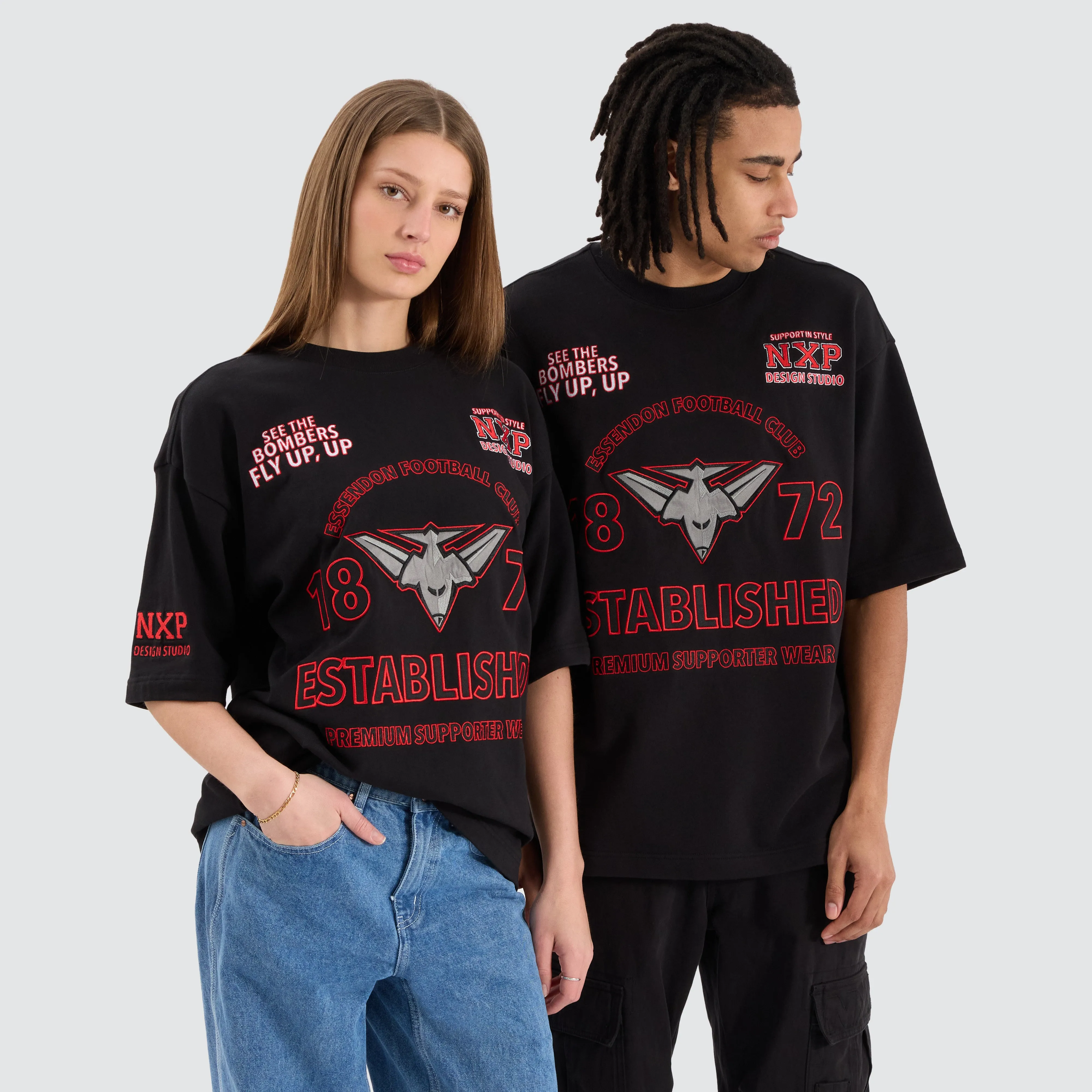 Essendon Bombers AFL Mega Loopback Tee Jet Black sold by Nena and Pasadena product image thumbnail 3