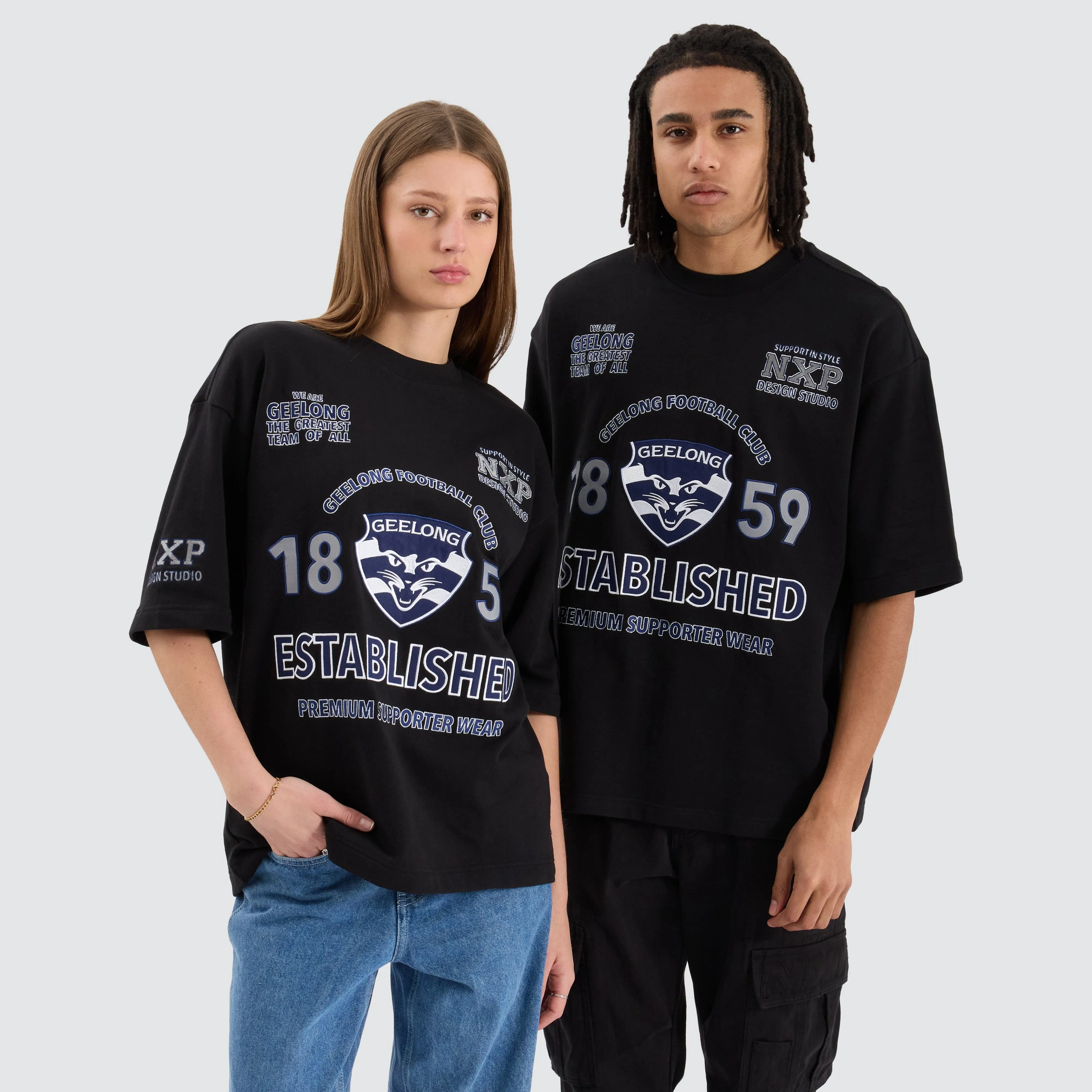 Geelong Cats AFL Mega Loopback Tee Jet Black sold by Nena and Pasadena product image thumbnail 4