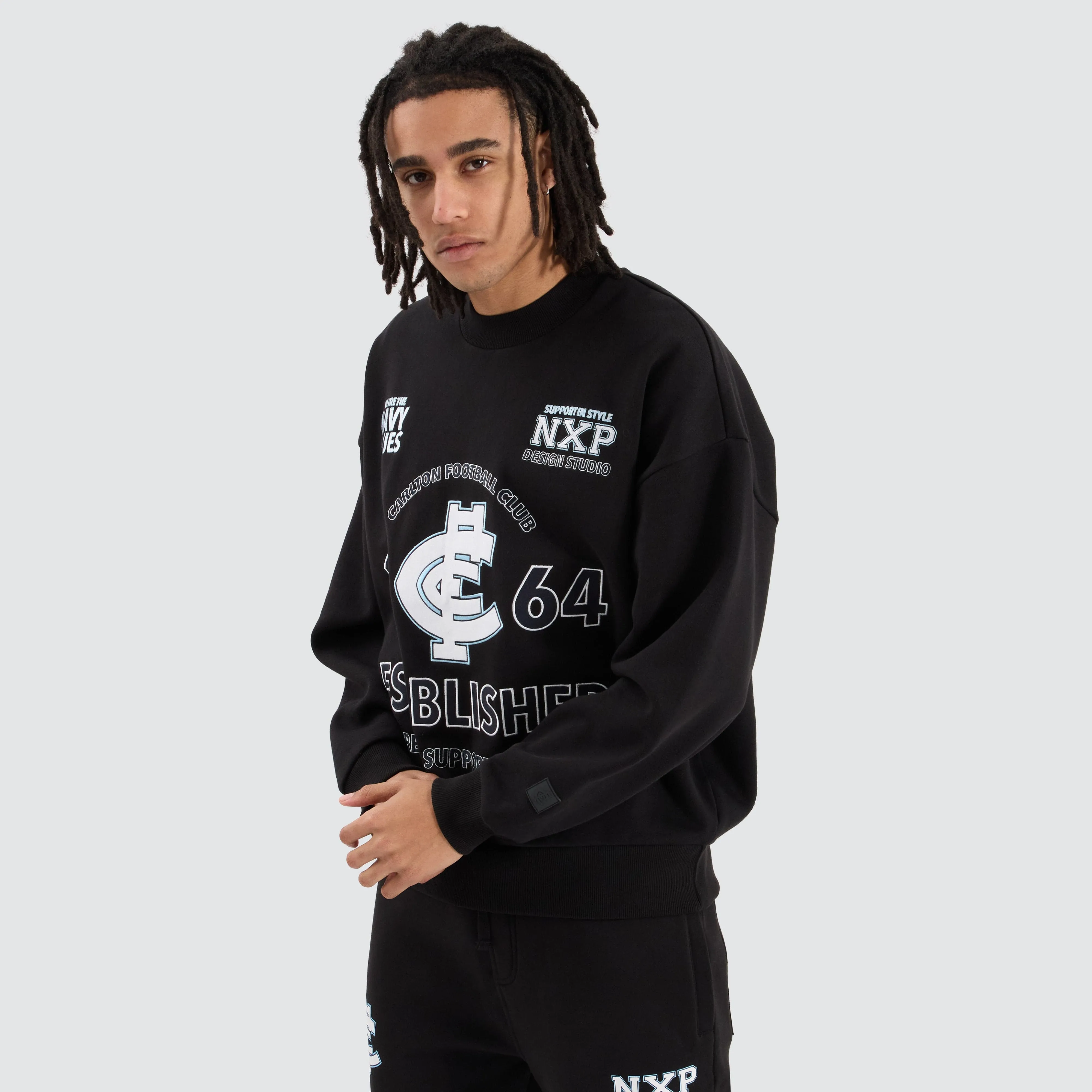 Carlton Blues AFL Box Fit Sweater Jet Black sold by Nena and Pasadena product image thumbnail 3