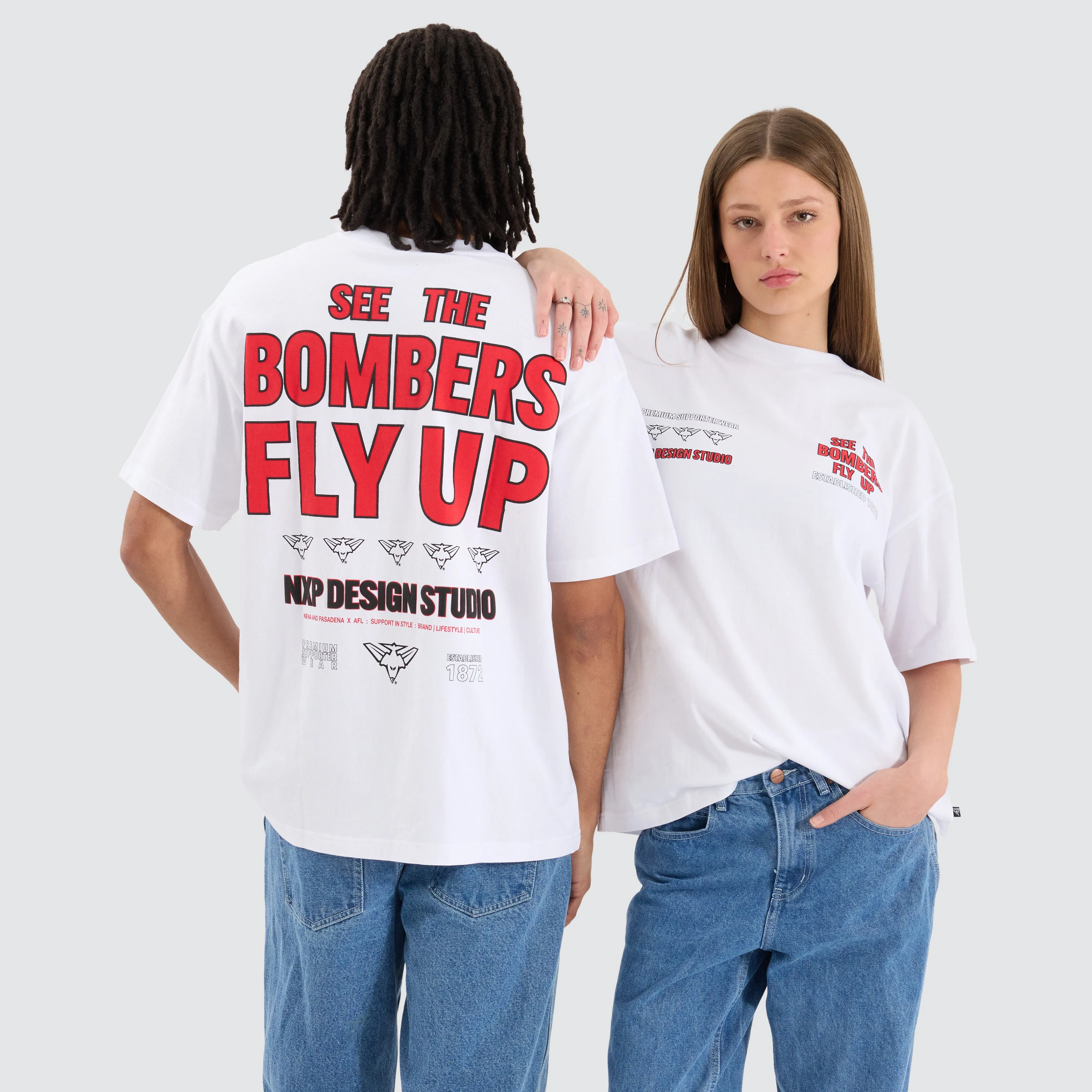 Essendon Bombers AFL Heavy Raptor Tee Optical White sold by Nena and Pasadena product image thumbnail 3