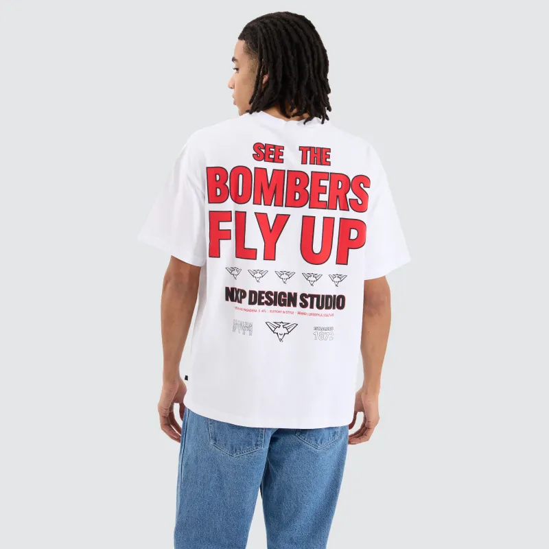 Essendon Bombers AFL Heavy Raptor Tee Optical White sold by Nena and Pasadena