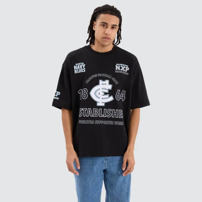 Carlton Blues AFL Mega Loopback Tee Jet Black sold by Nena and Pasadena