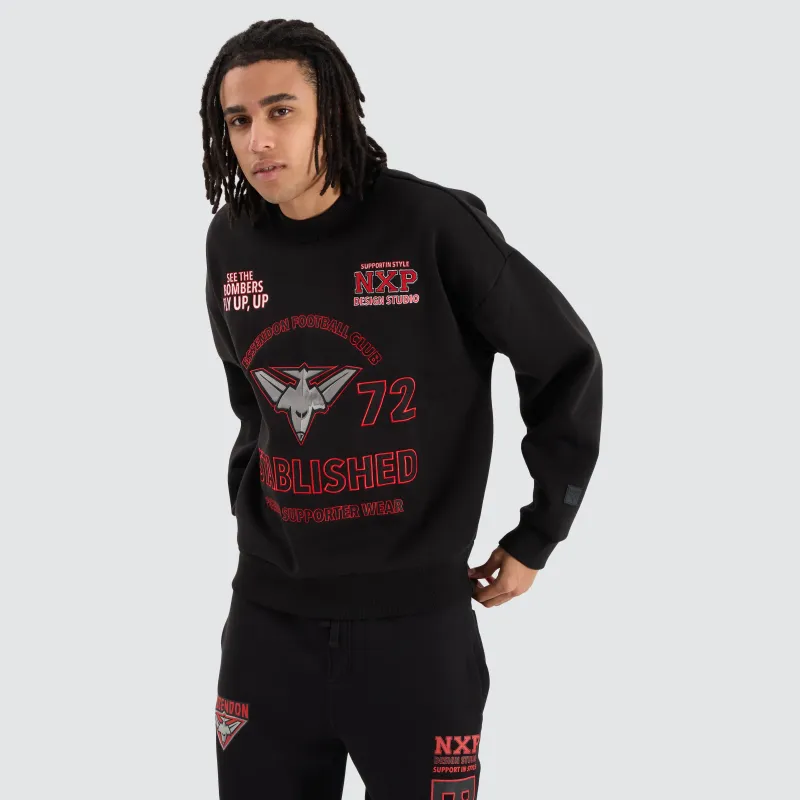 Essendon Bombers AFL Box Fit Sweater Jet Black sold by Nena and Pasadena