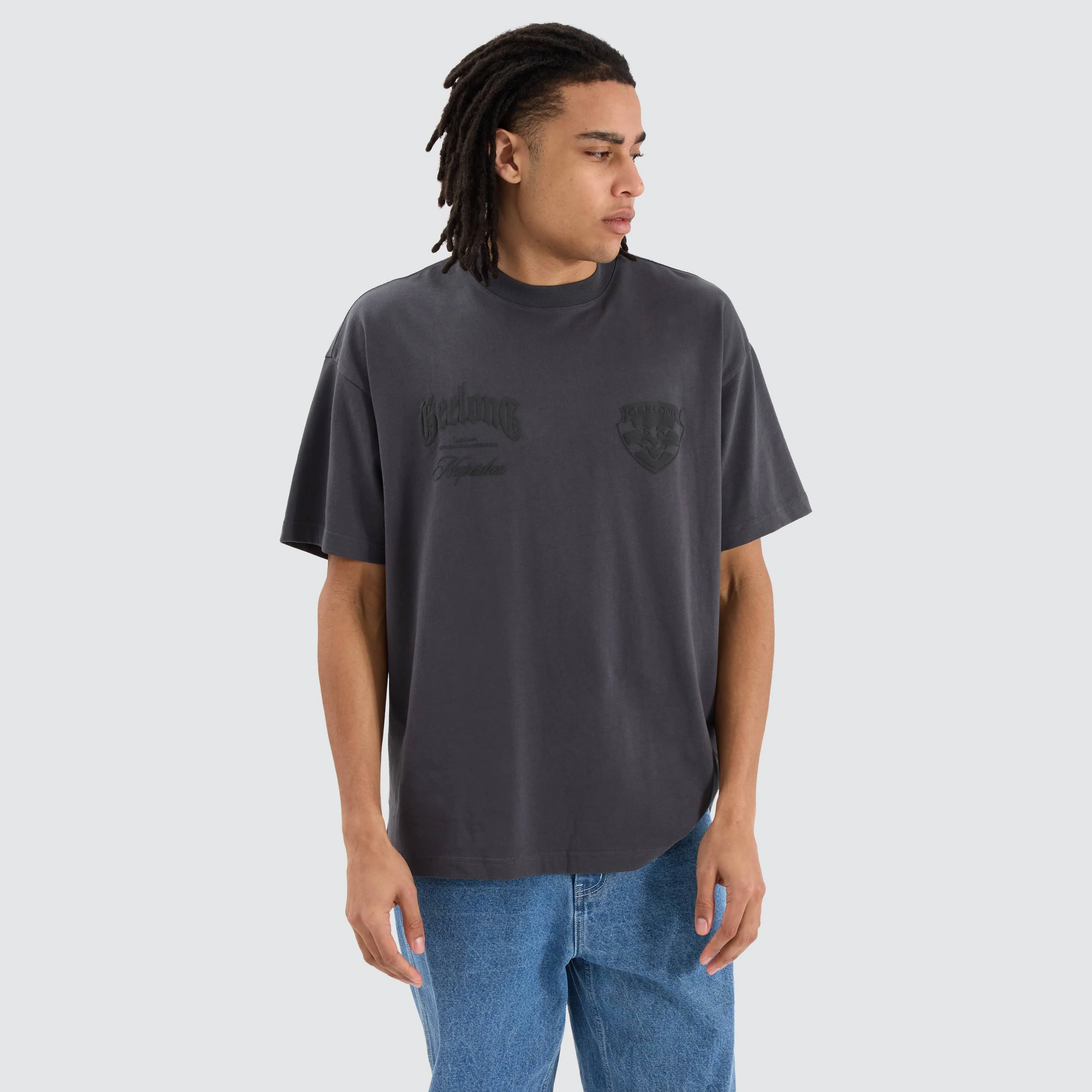 Geelong Cats AFL Heavy Raptor Tee Asphalt sold by Nena and Pasadena product image thumbnail 3