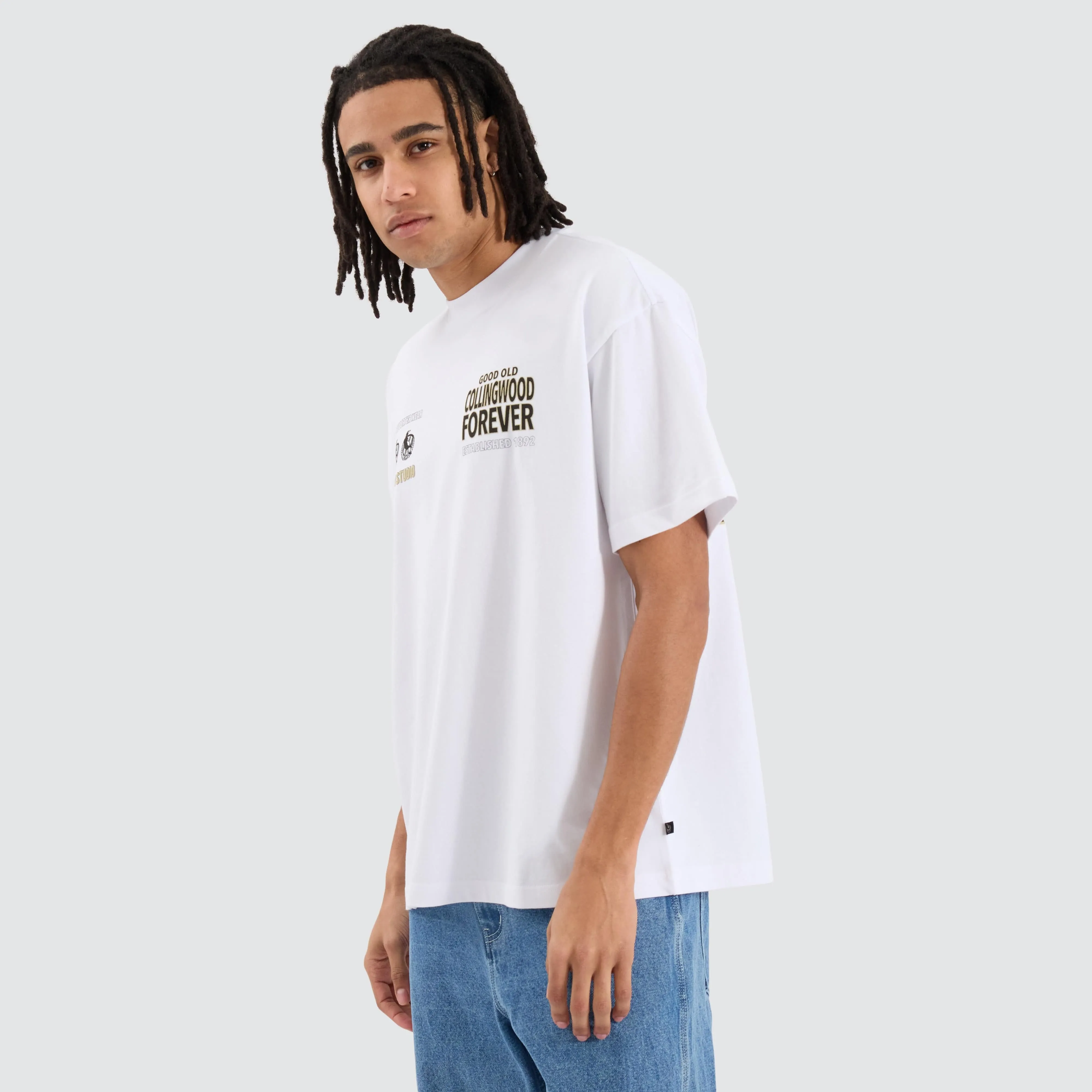 Collingwood Magpies AFL Heavy Raptor Tee Optical White sold by Nena and Pasadena product image thumbnail 4