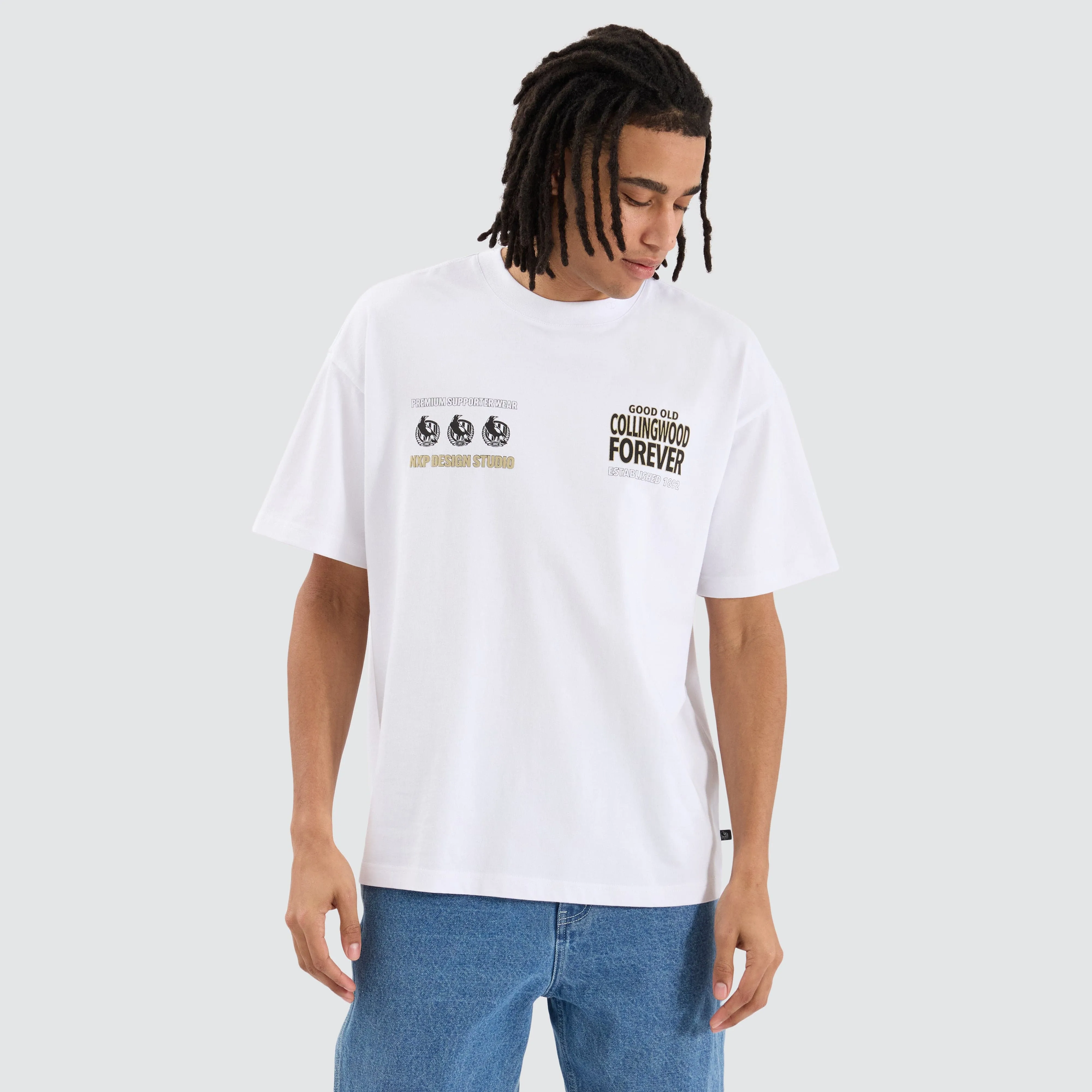 Collingwood Magpies AFL Heavy Raptor Tee Optical White sold by Nena and Pasadena product image thumbnail 2