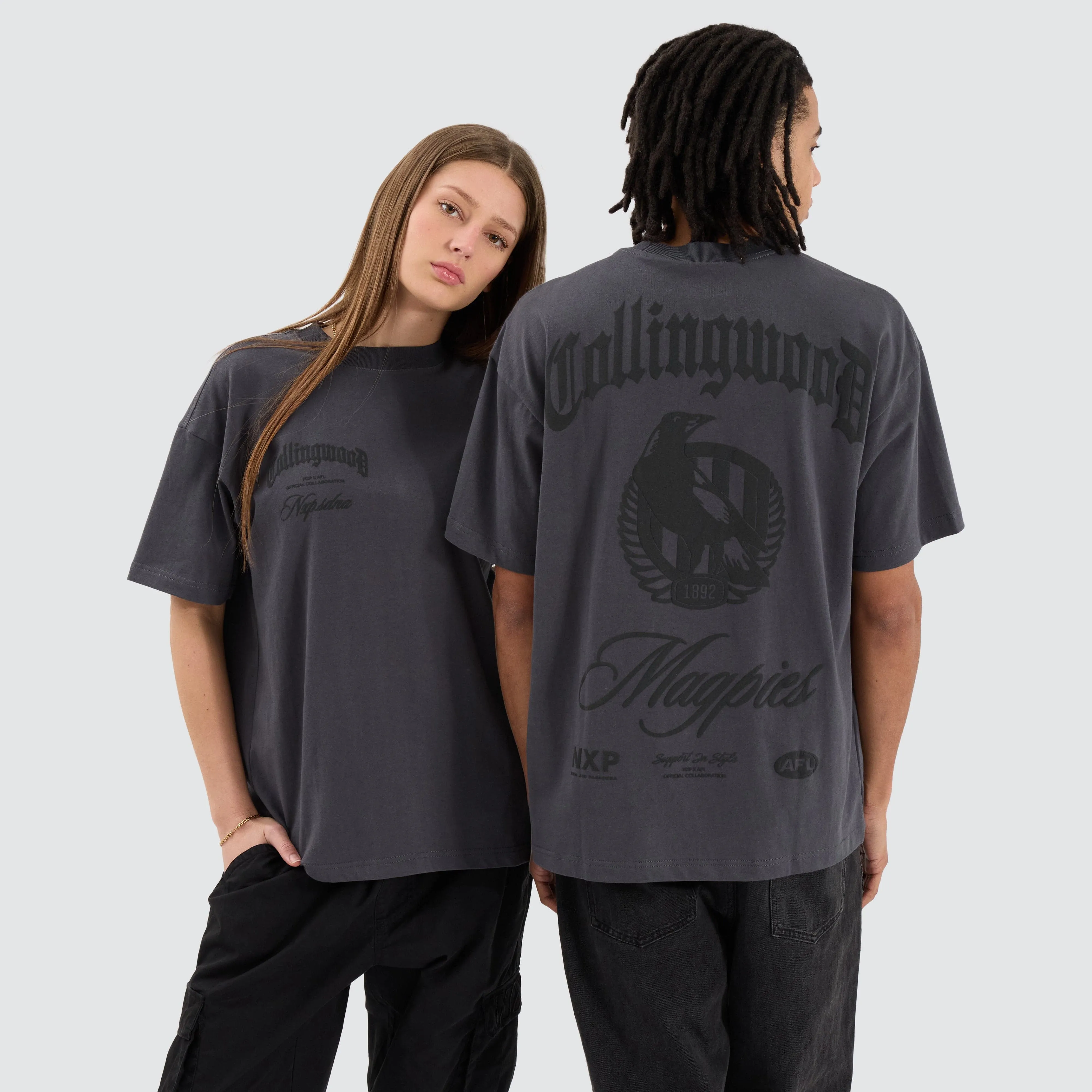 Collingwood Magpies AFL Heavy Raptor Tee Asphalt sold by Nena and Pasadena product image thumbnail 2