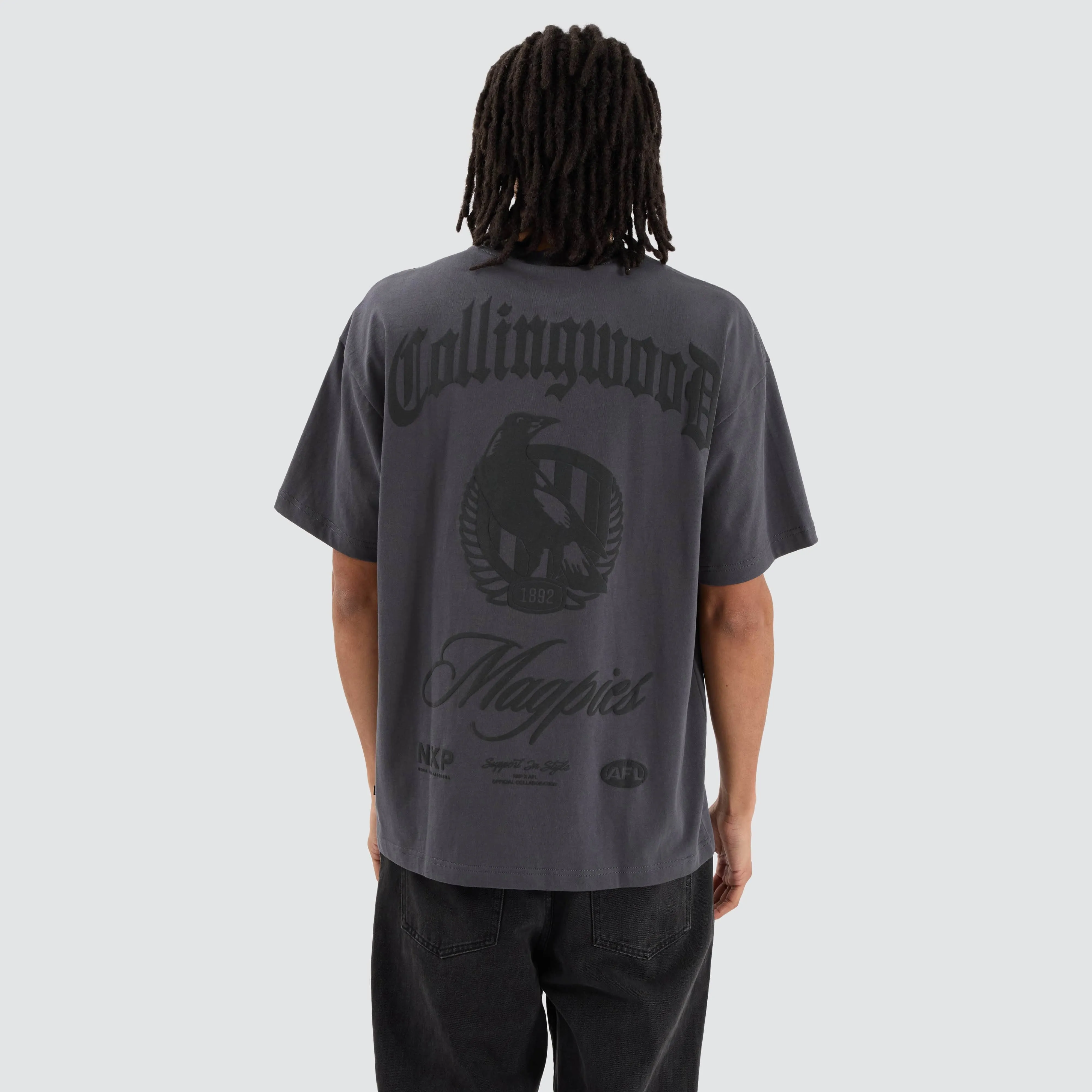 Collingwood Magpies AFL Heavy Raptor Tee Asphalt sold by Nena and Pasadena