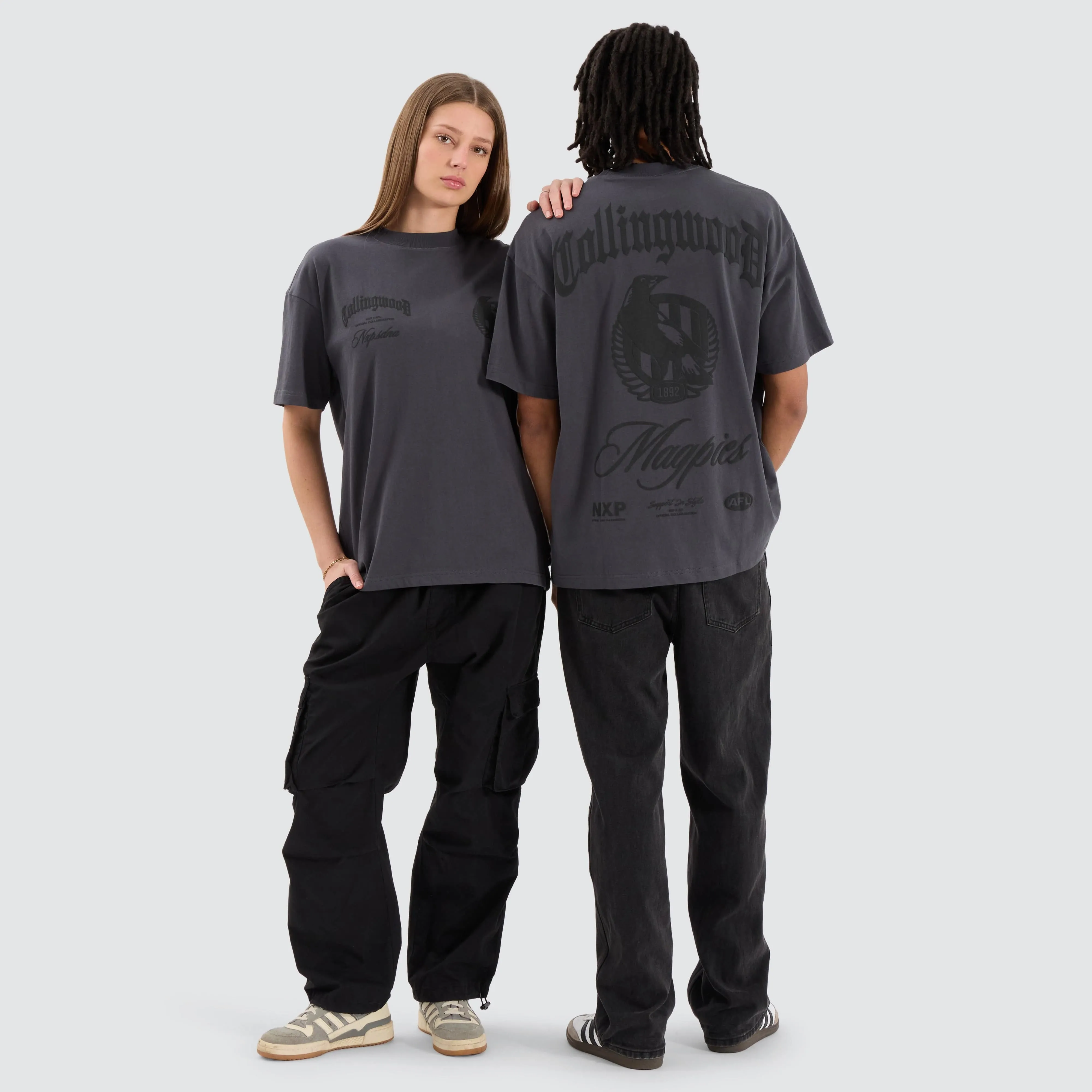 Collingwood Magpies AFL Heavy Raptor Tee Asphalt sold by Nena and Pasadena product image thumbnail 4