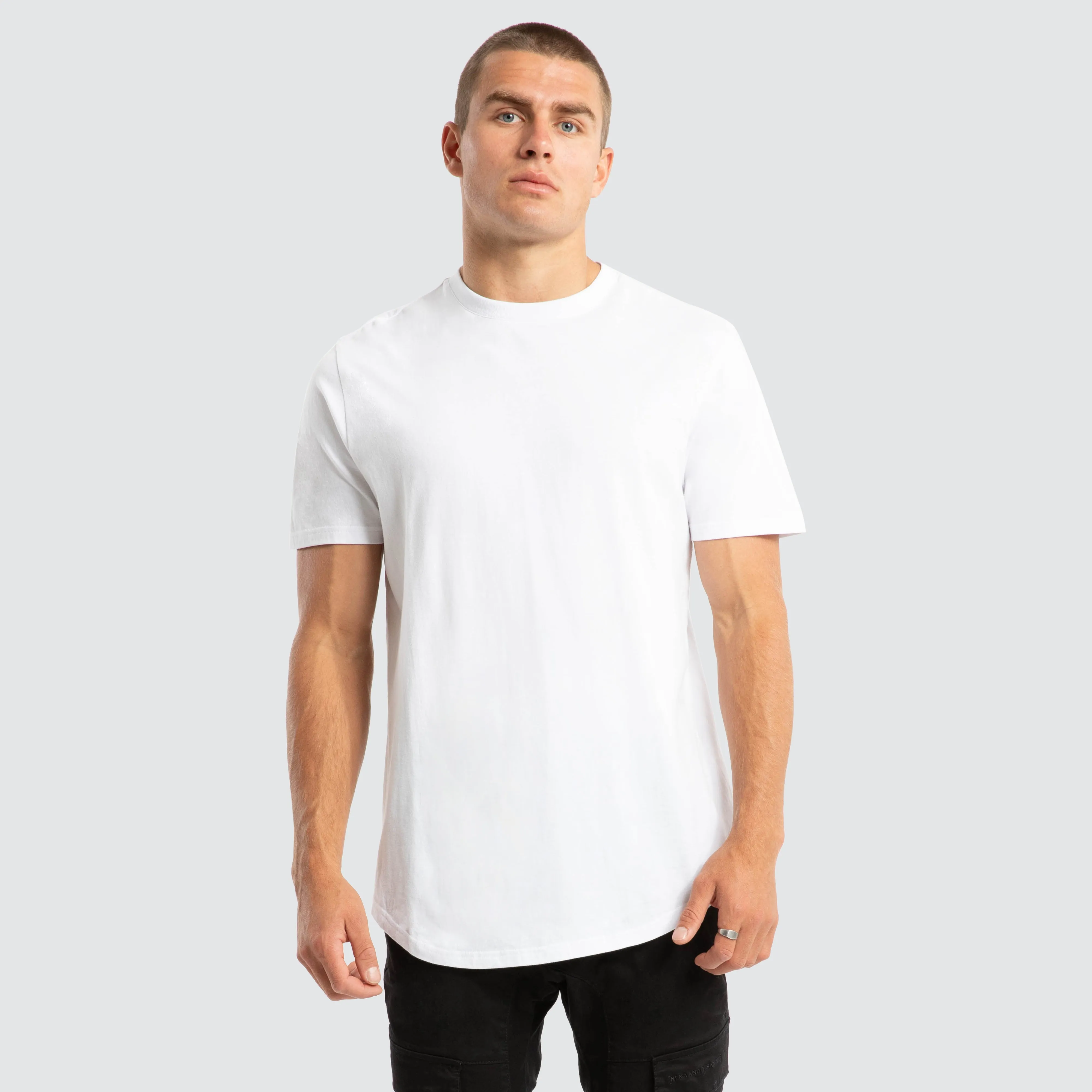 Fargo Dual Curved Tee Optical White sold by Nena and Pasadena
