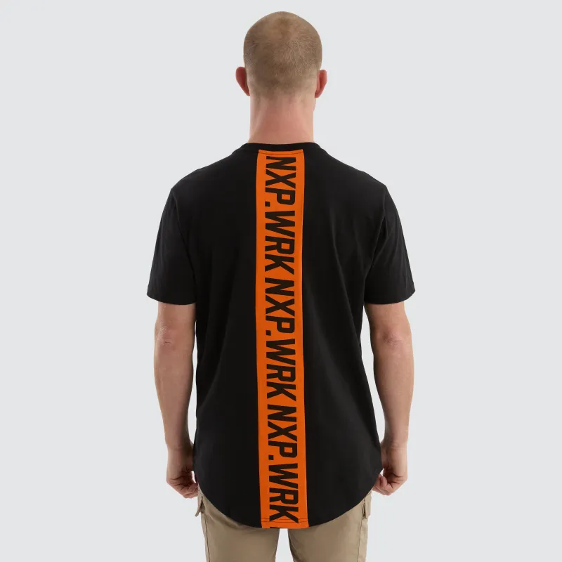 Frontman Dual Curved Tee Black/Orange sold by Nena and Pasadena