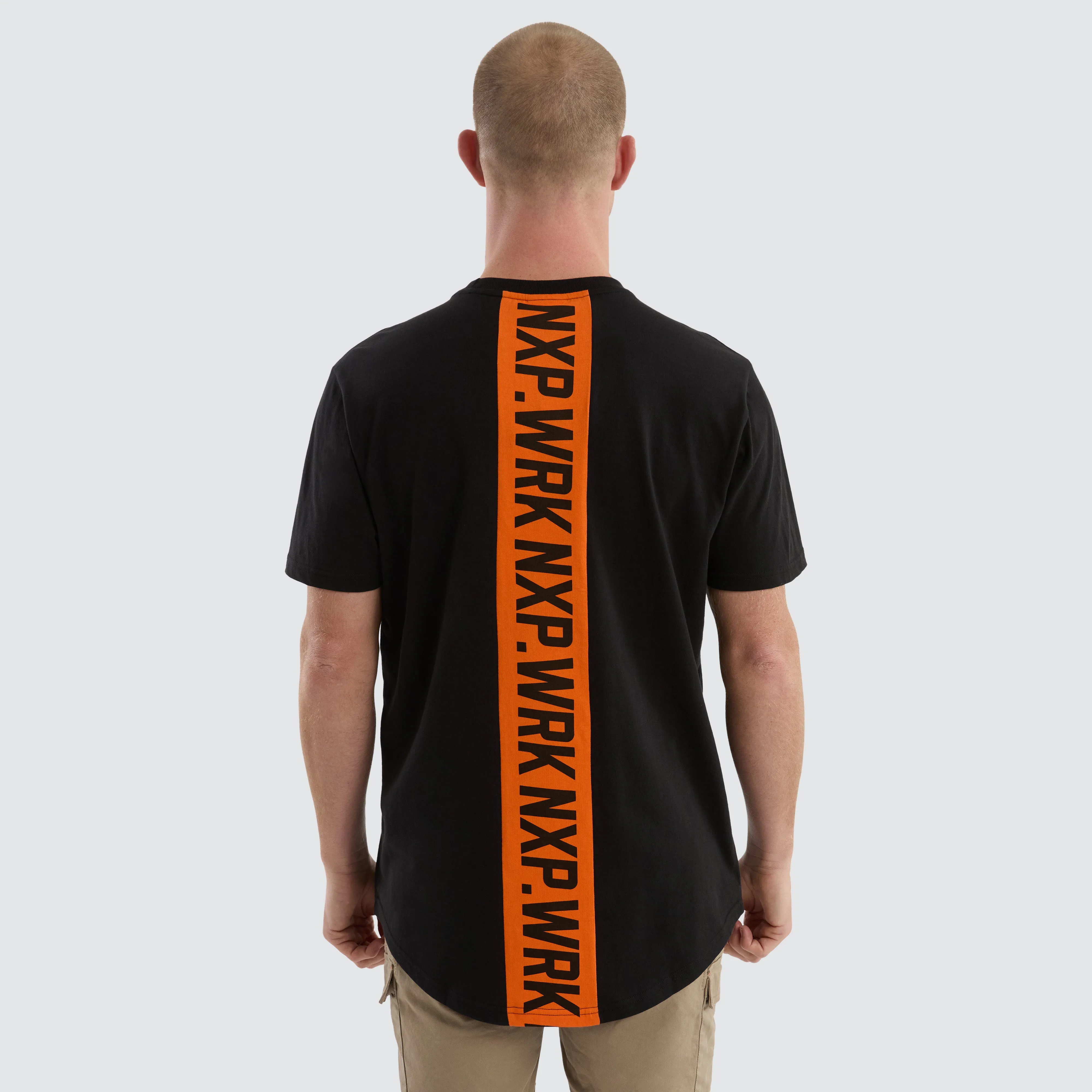 Frontman Dual Curved Tee Black/Orange sold by Nena and Pasadena