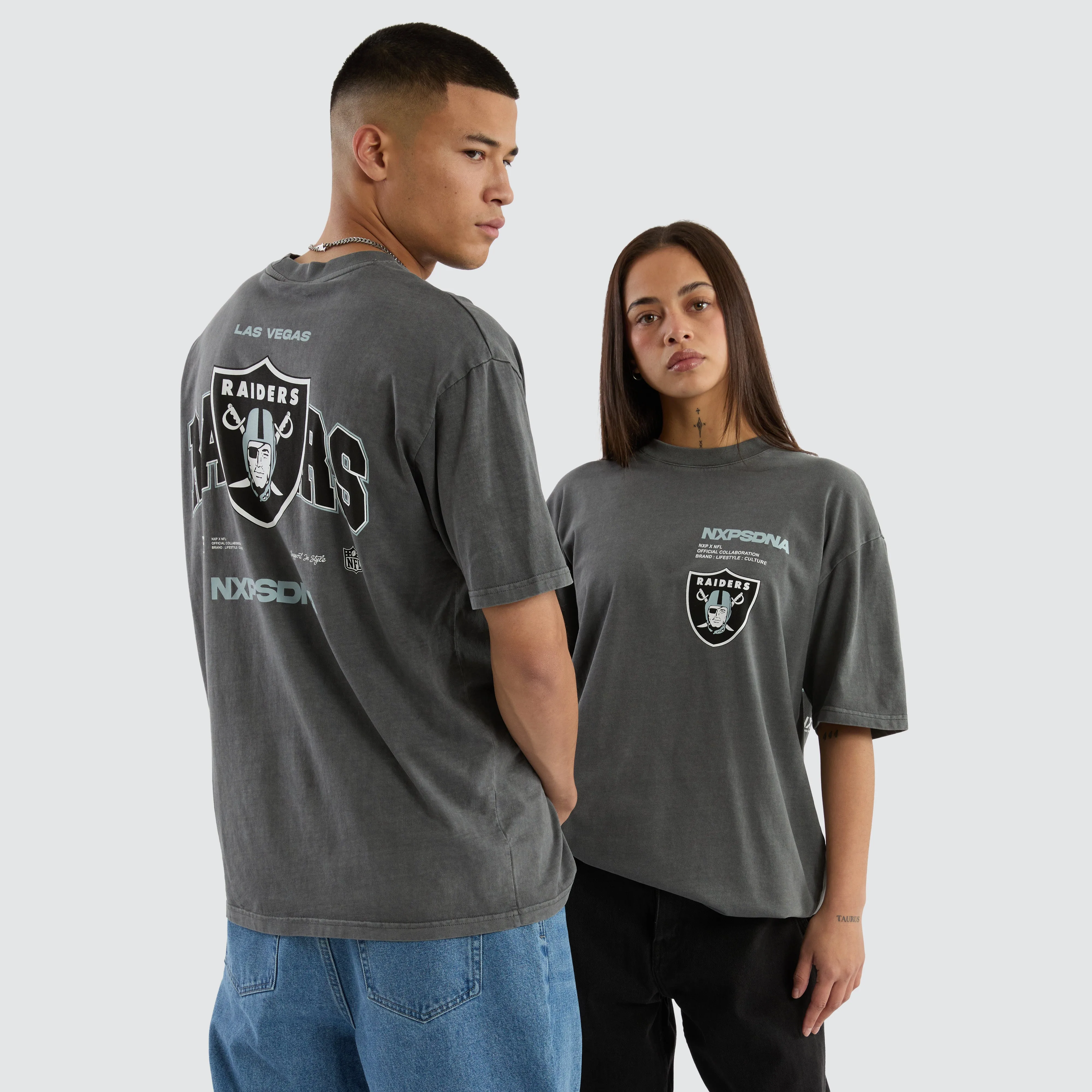 Las Vegas Raiders Driven Tee Pigment Charcoal sold by Nena and Pasadena