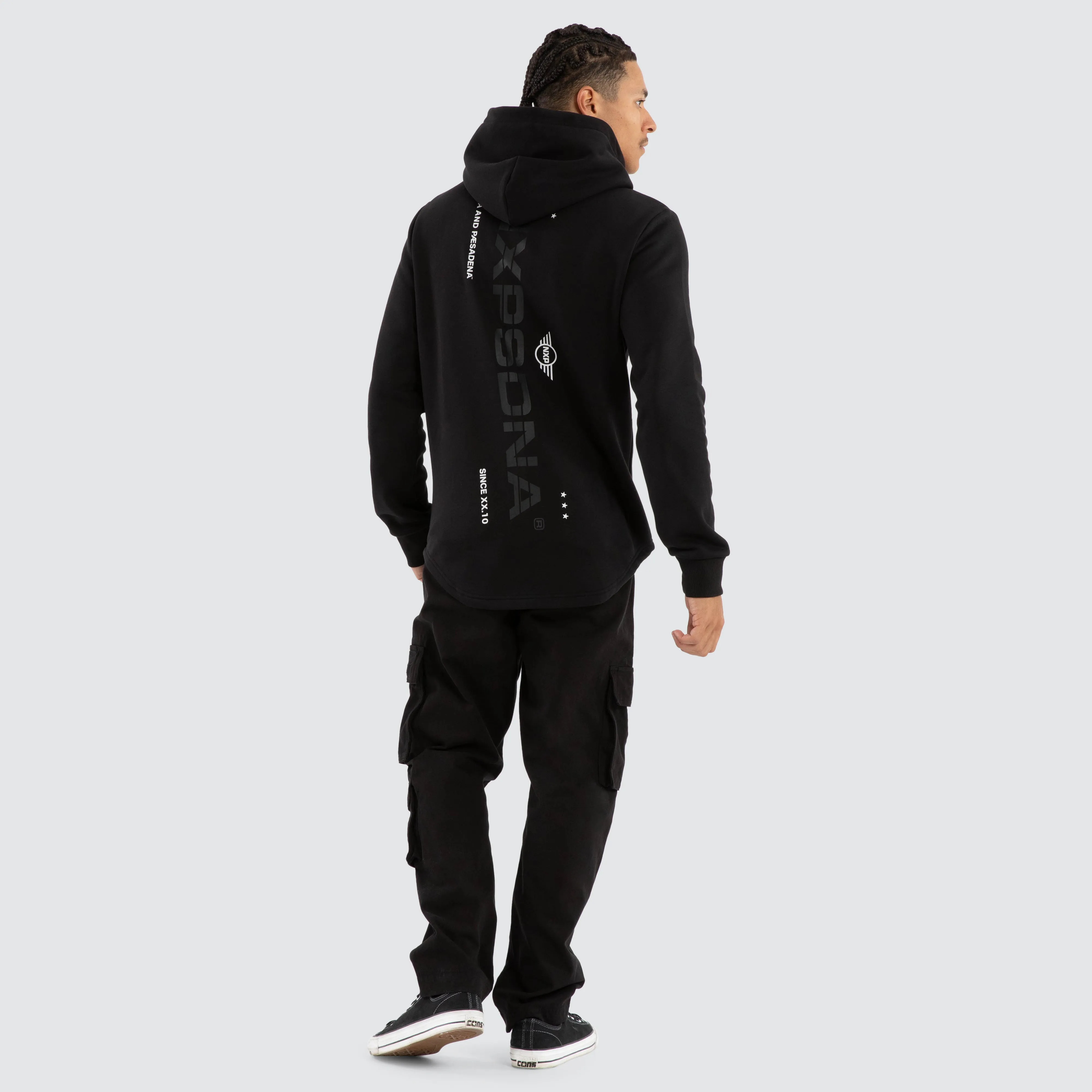 Black Line Dual Curved Hoodie Jet Black sold by Nena and Pasadena product image thumbnail 4