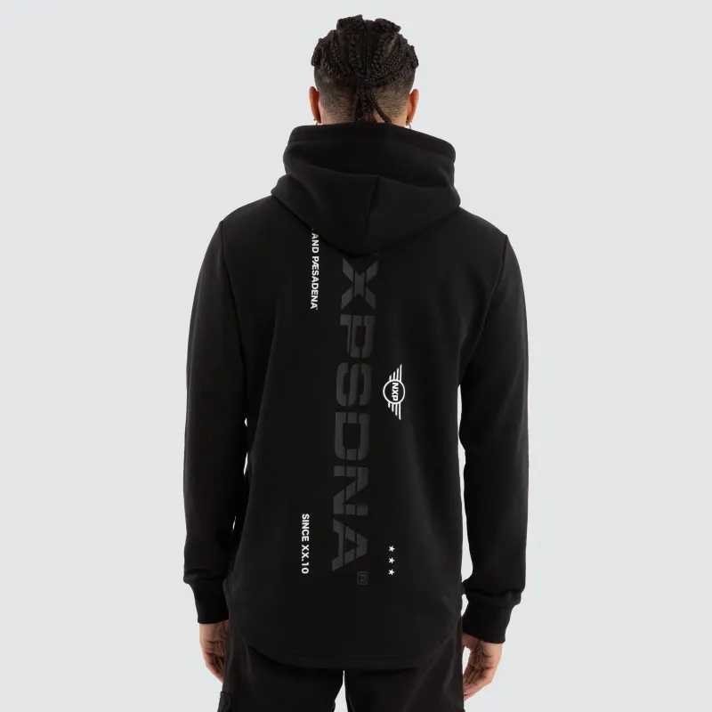 Black Line Dual Curved Hoodie Jet Black sold by Nena and Pasadena