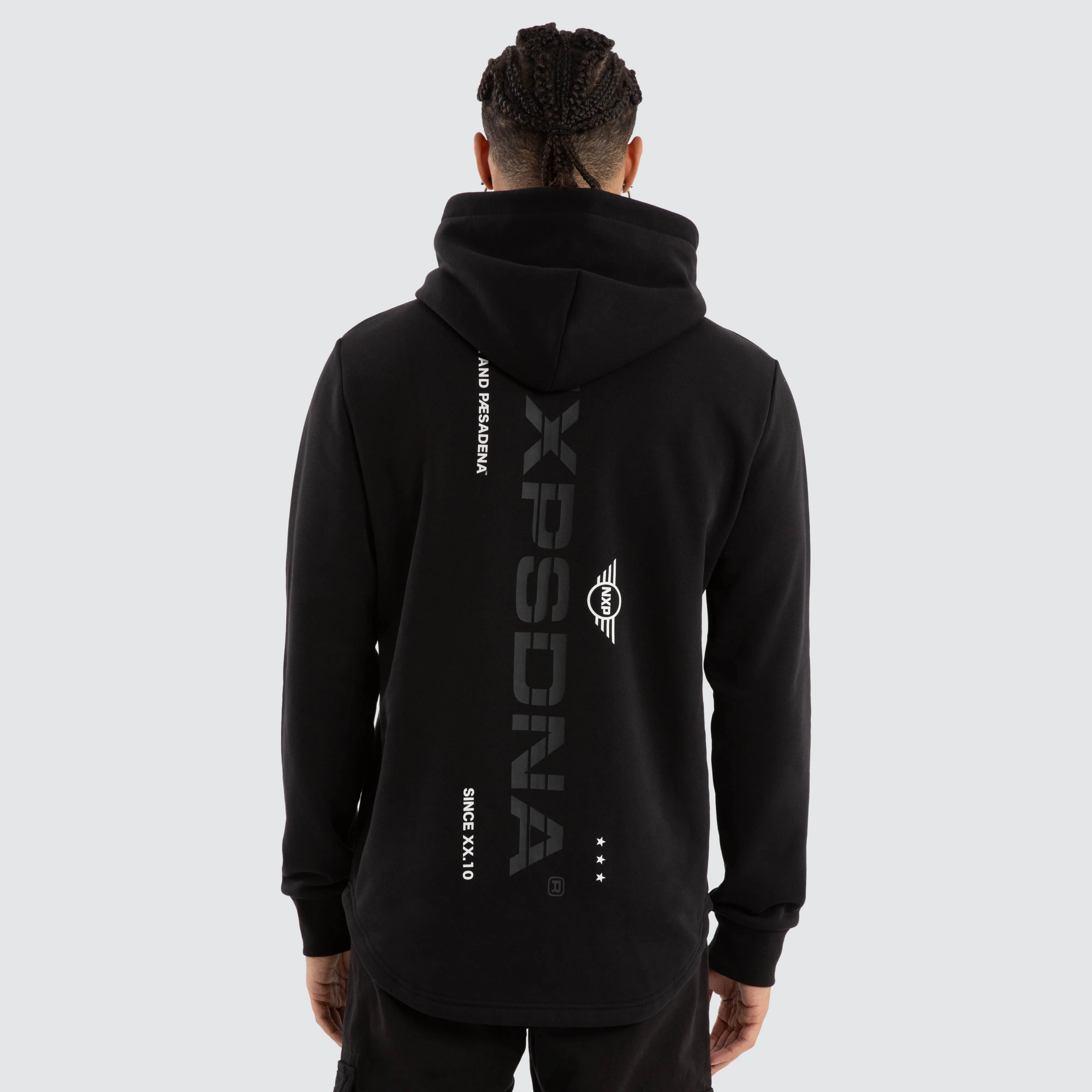 Black Line Dual Curved Hoodie Jet Black sold by Nena and Pasadena
