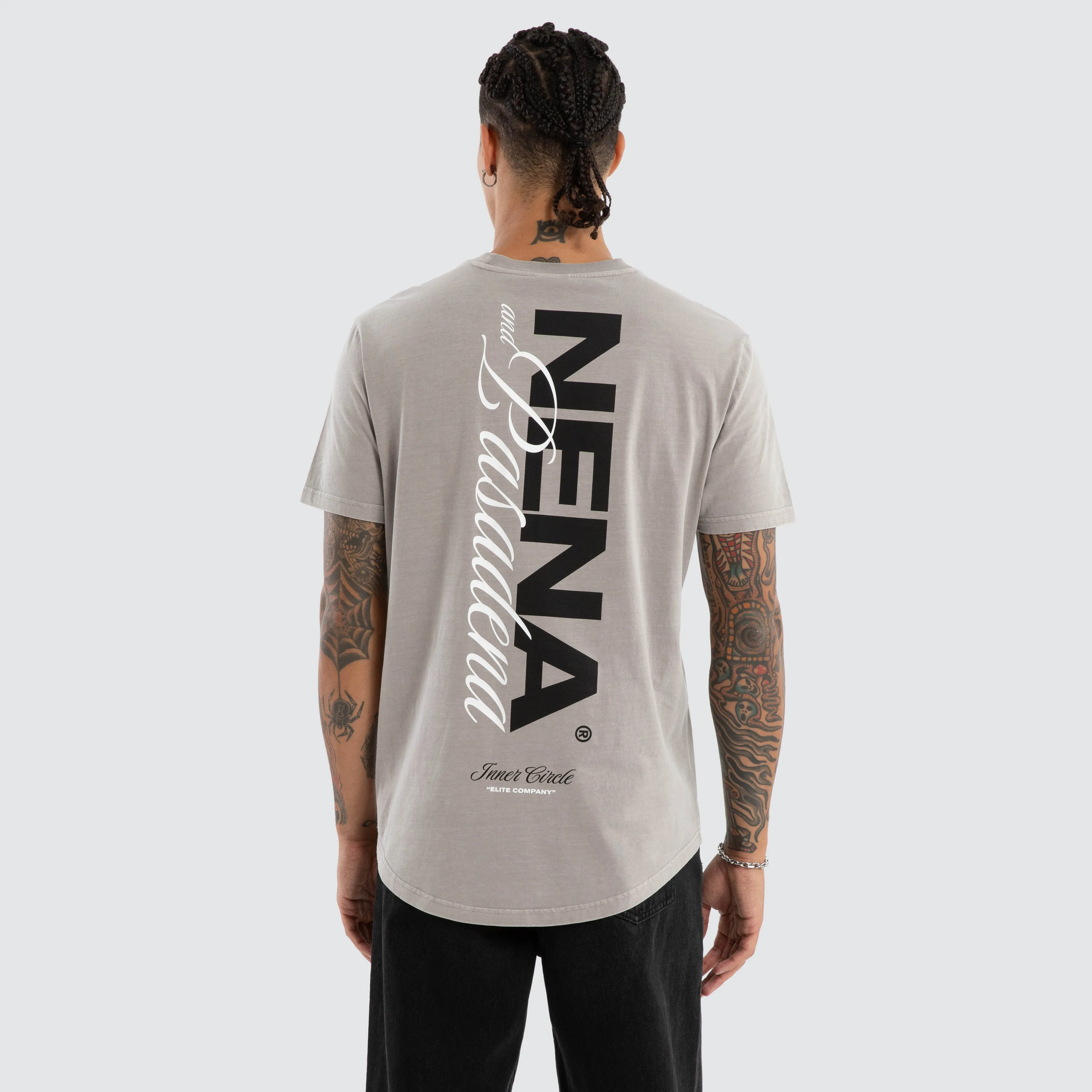 Veered Dual Curved Tee Pigment Paloma sold by Nena and Pasadena