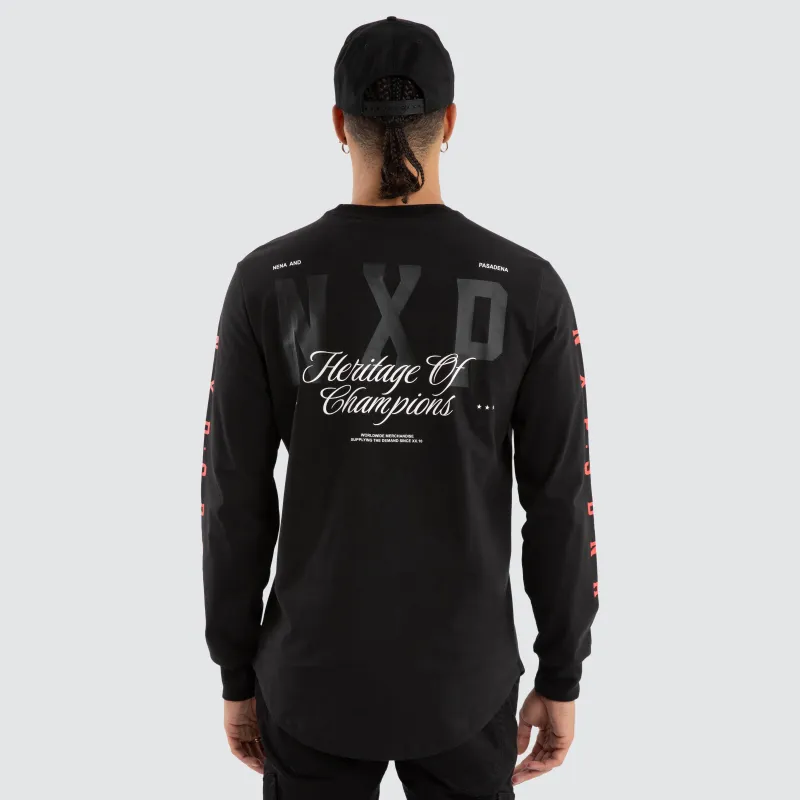 Final Dual Curved Longsleeve Tee Jet Black sold by Nena and Pasadena