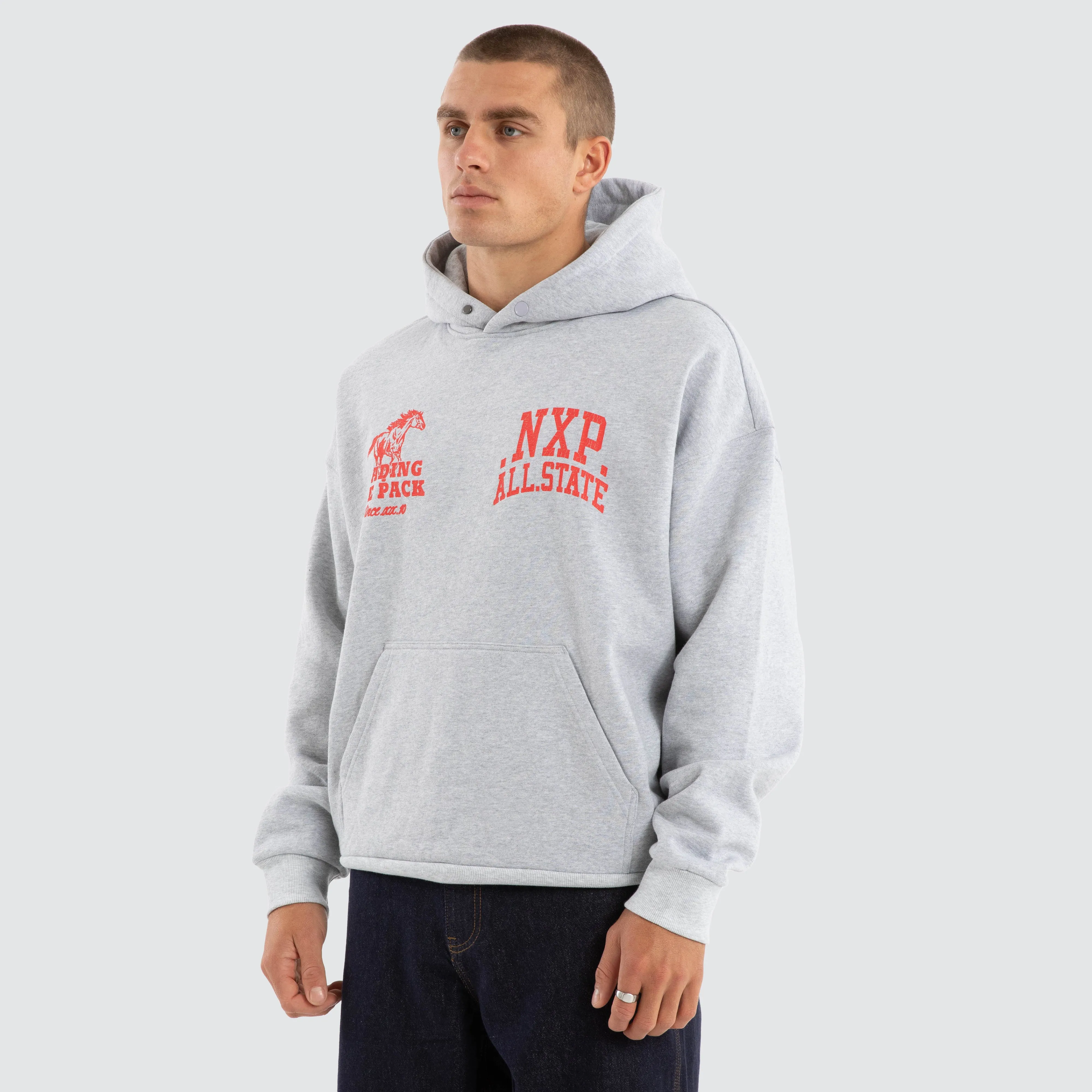 Pack Box Fit Hoodie Grey Marle sold by Nena and Pasadena product image thumbnail 4
