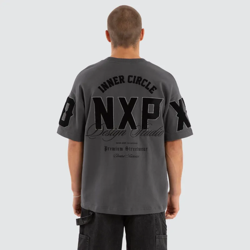 Dwell Loopback Raptor Tee Asphalt sold by Nena and Pasadena