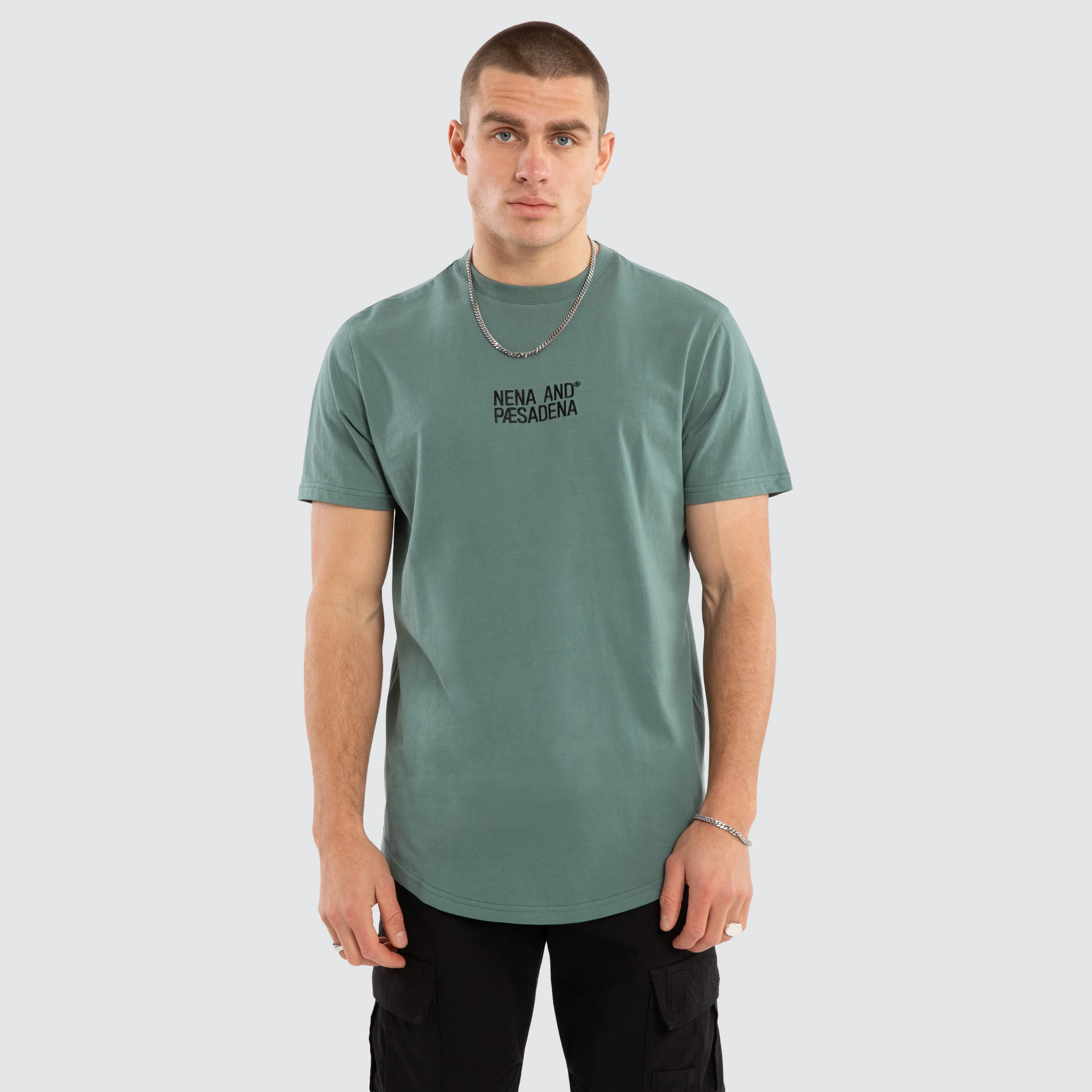 Journey Dual Curved Tee Silver Pine sold by Nena and Pasadena