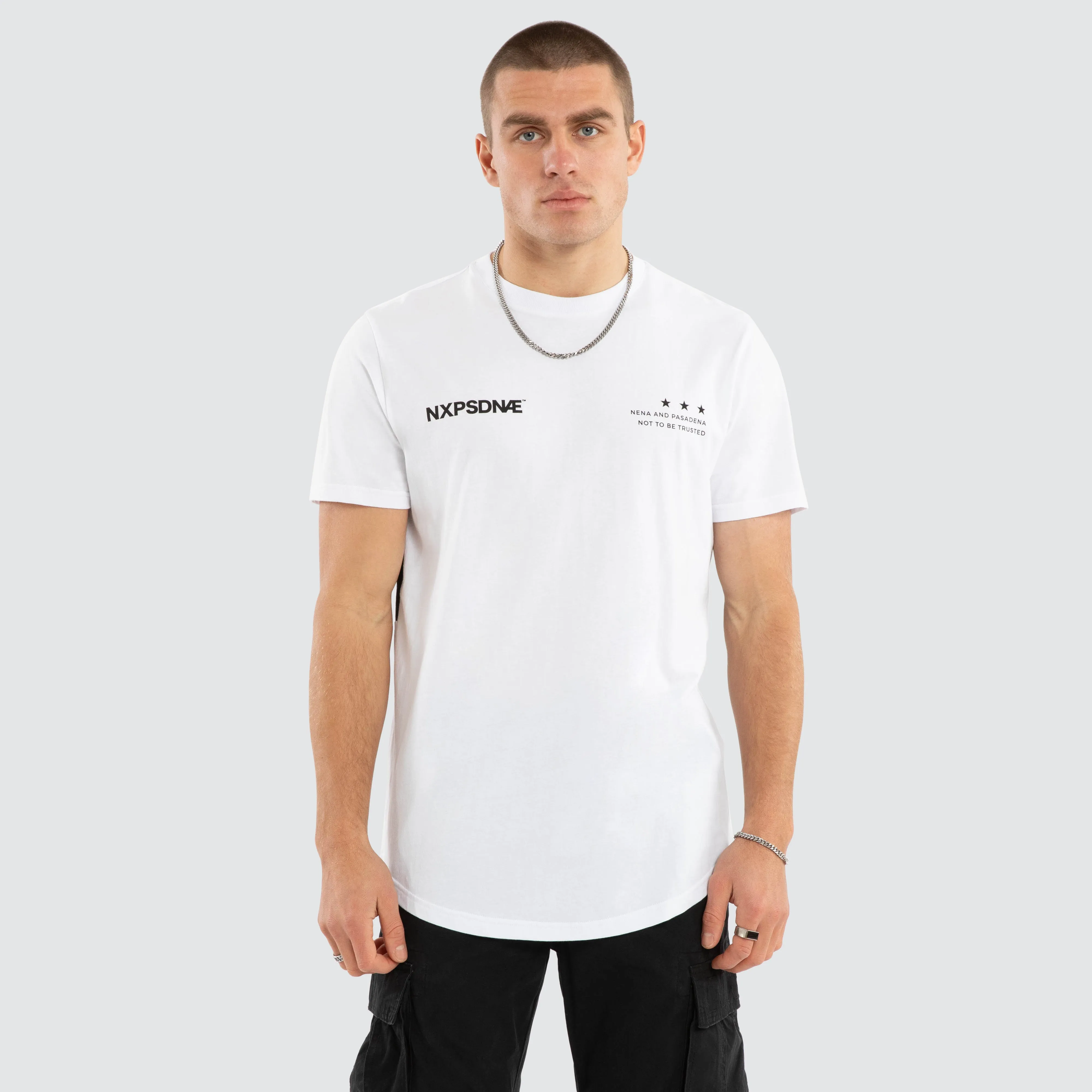 Realm Dual Curved Tee Optical White sold by Nena and Pasadena