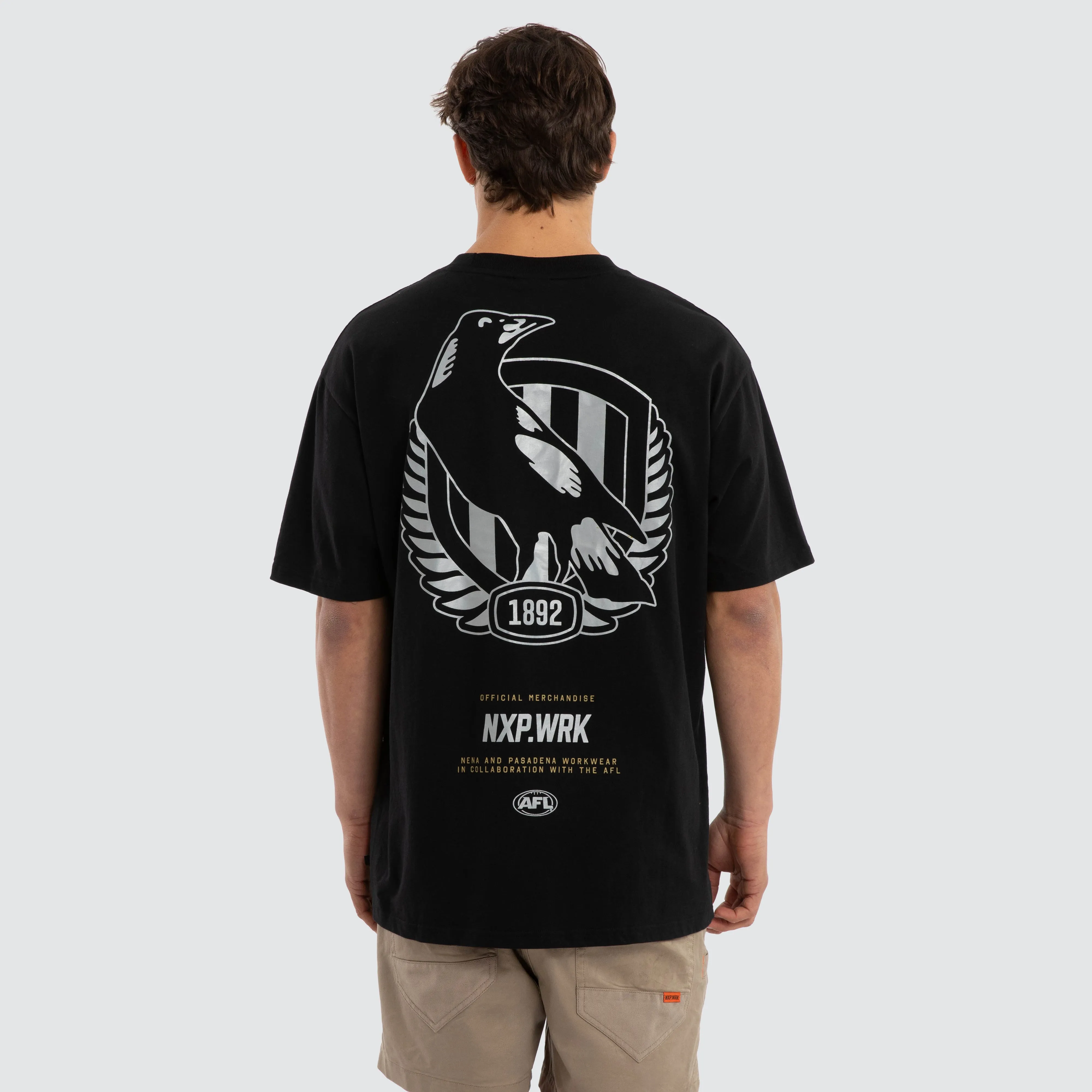 Collingwood Magpies Union Tee Jet Black sold by Nena and Pasadena product image thumbnail 2