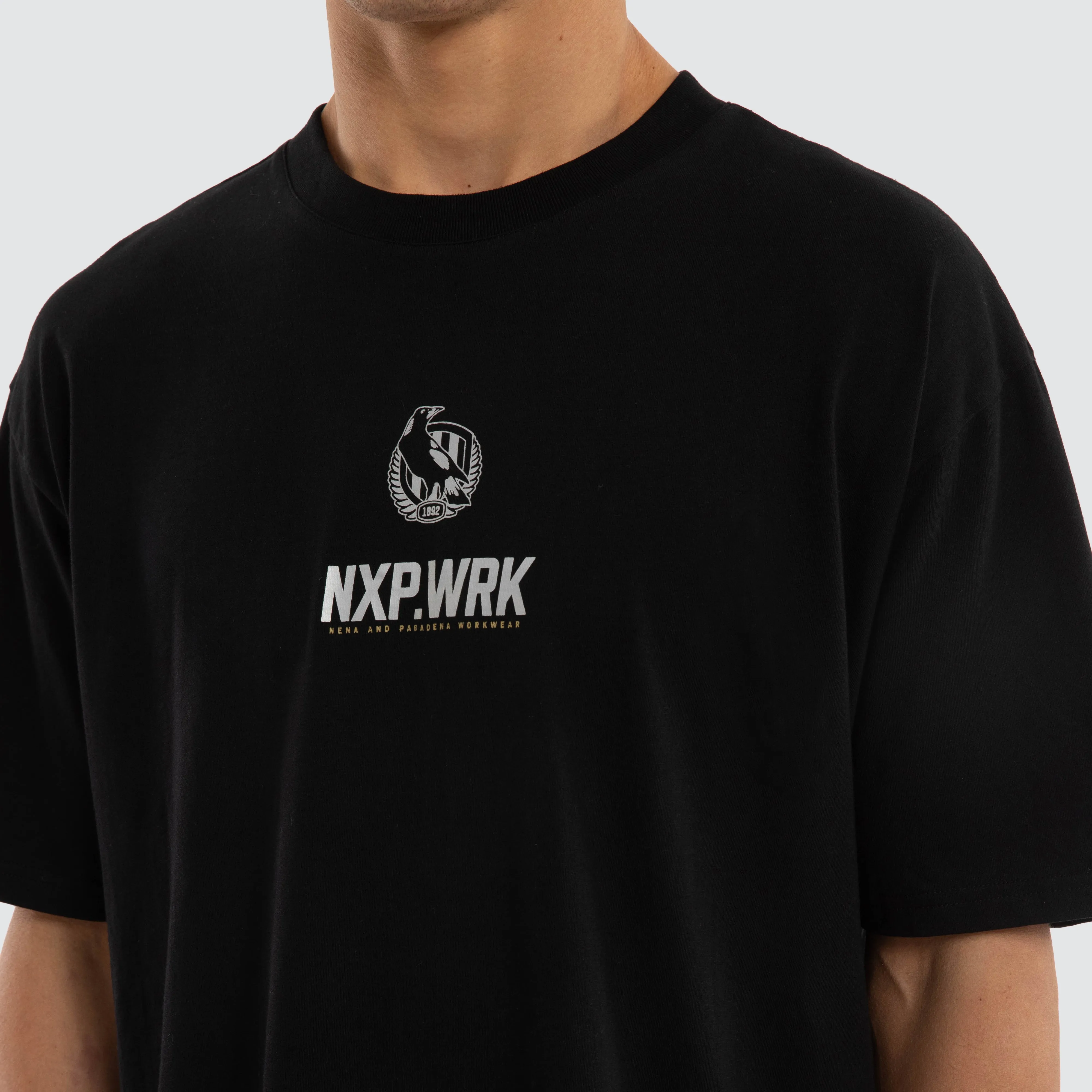 Collingwood Magpies Union Tee Jet Black sold by Nena and Pasadena product image thumbnail 4