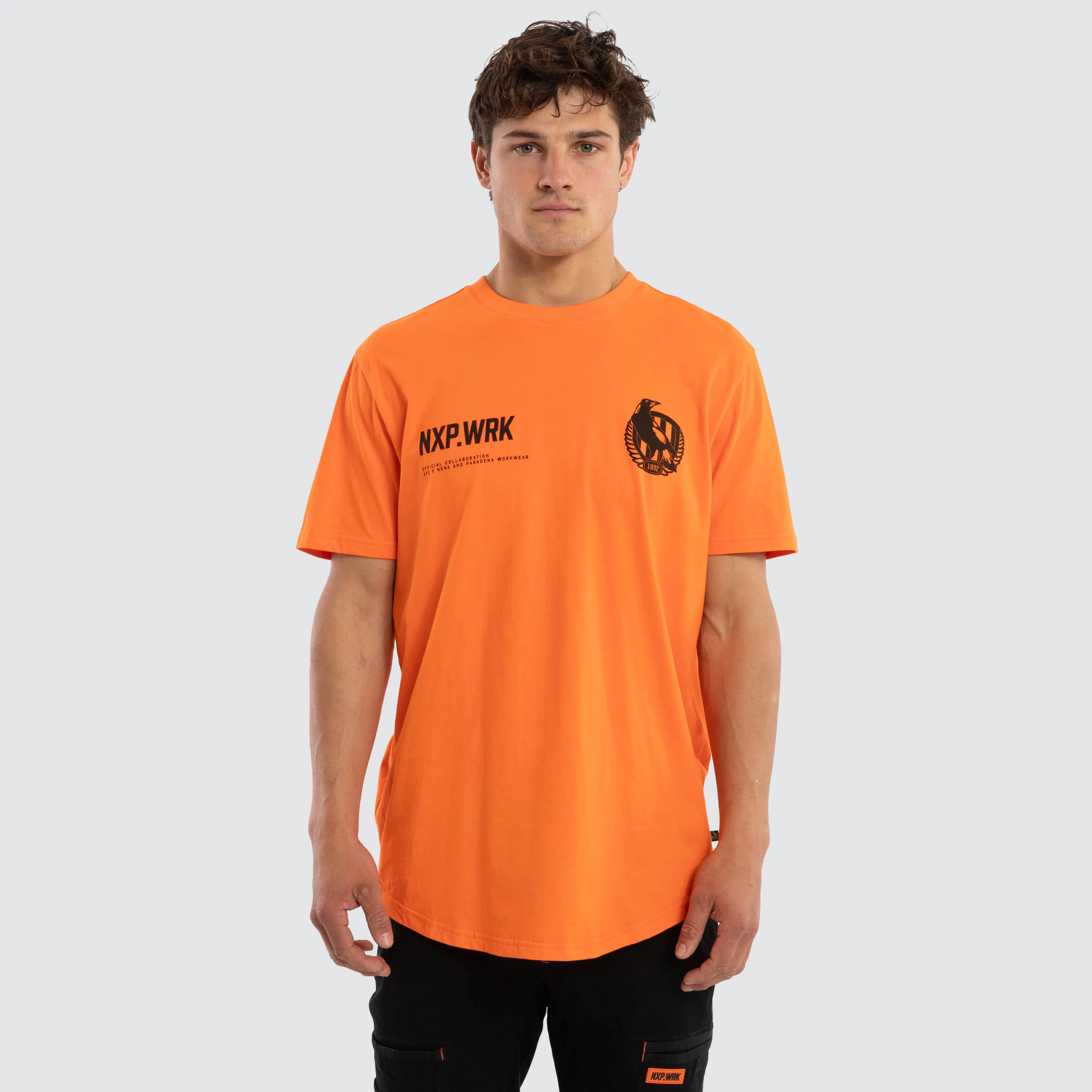 Collingwood Magpies Ethic Tee Work Orange sold by Nena and Pasadena