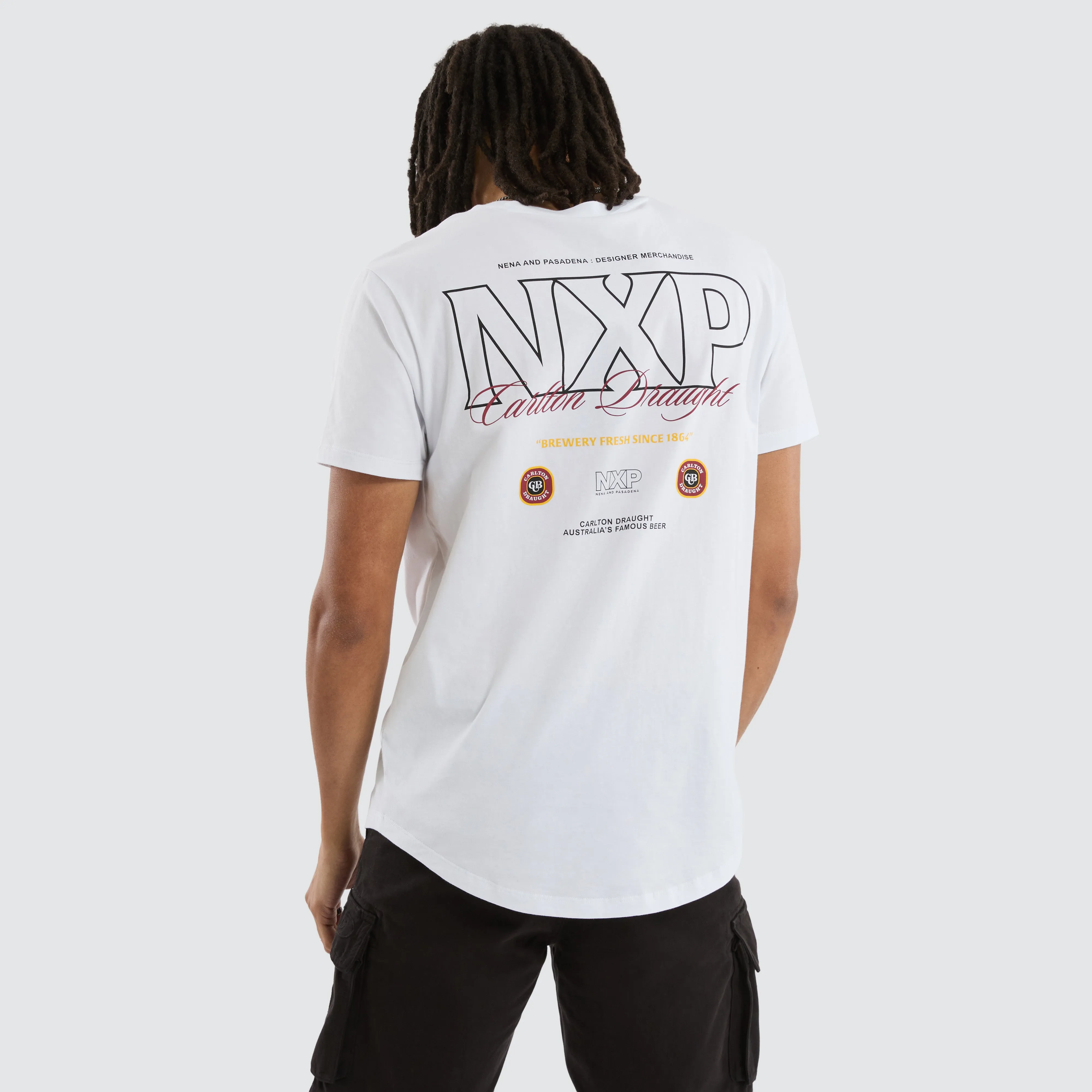 Carlton Draught General Dual Curved Tee Optical White sold by Nena and Pasadena product image thumbnail 2