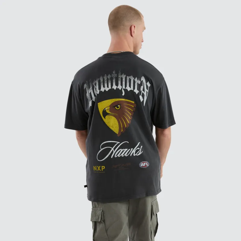 Hawthorn Hawks Vintage Goth Tee Pigment Asphalt sold by Nena and Pasadena