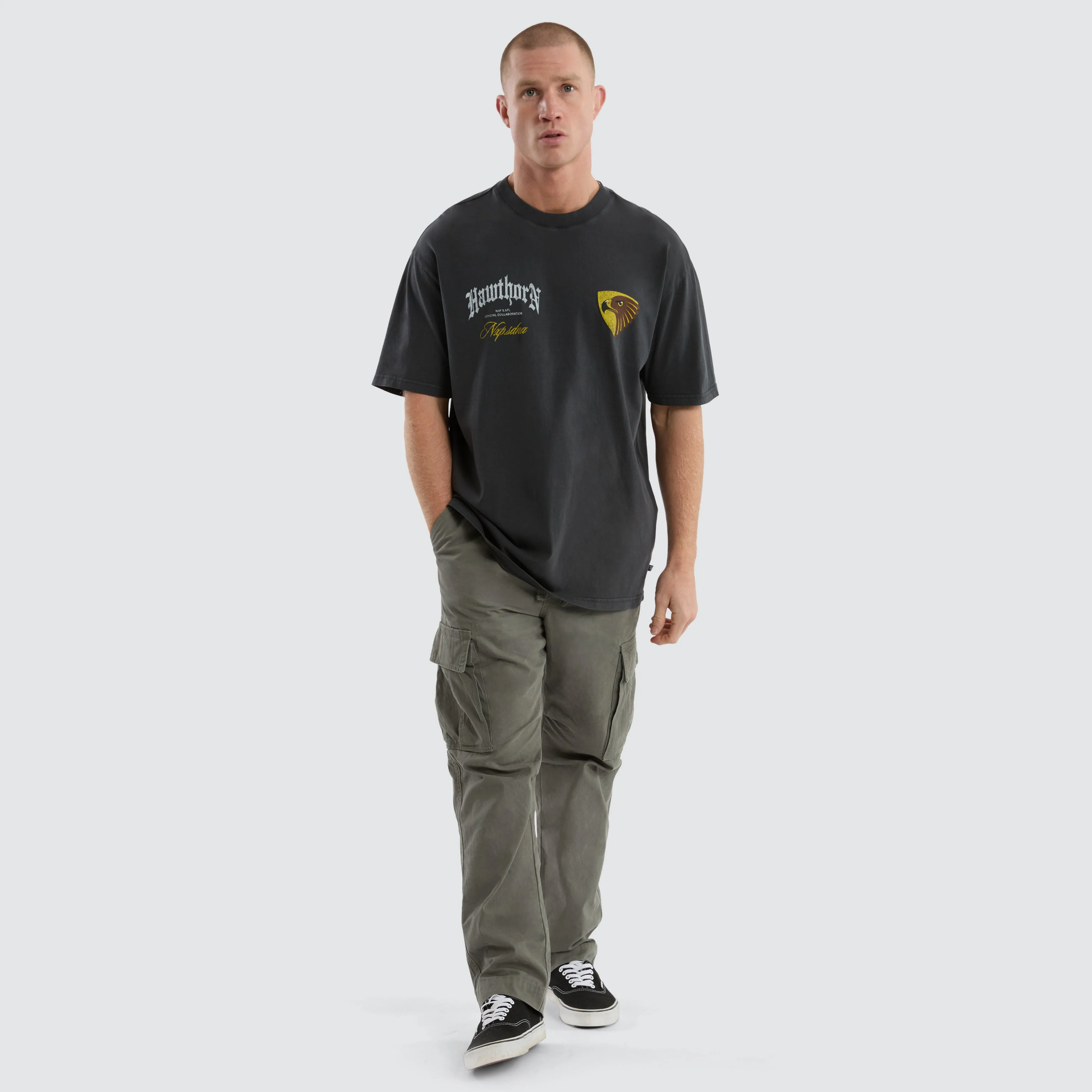 Hawthorn Hawks Vintage Goth Tee Pigment Asphalt sold by Nena and Pasadena product image thumbnail 3