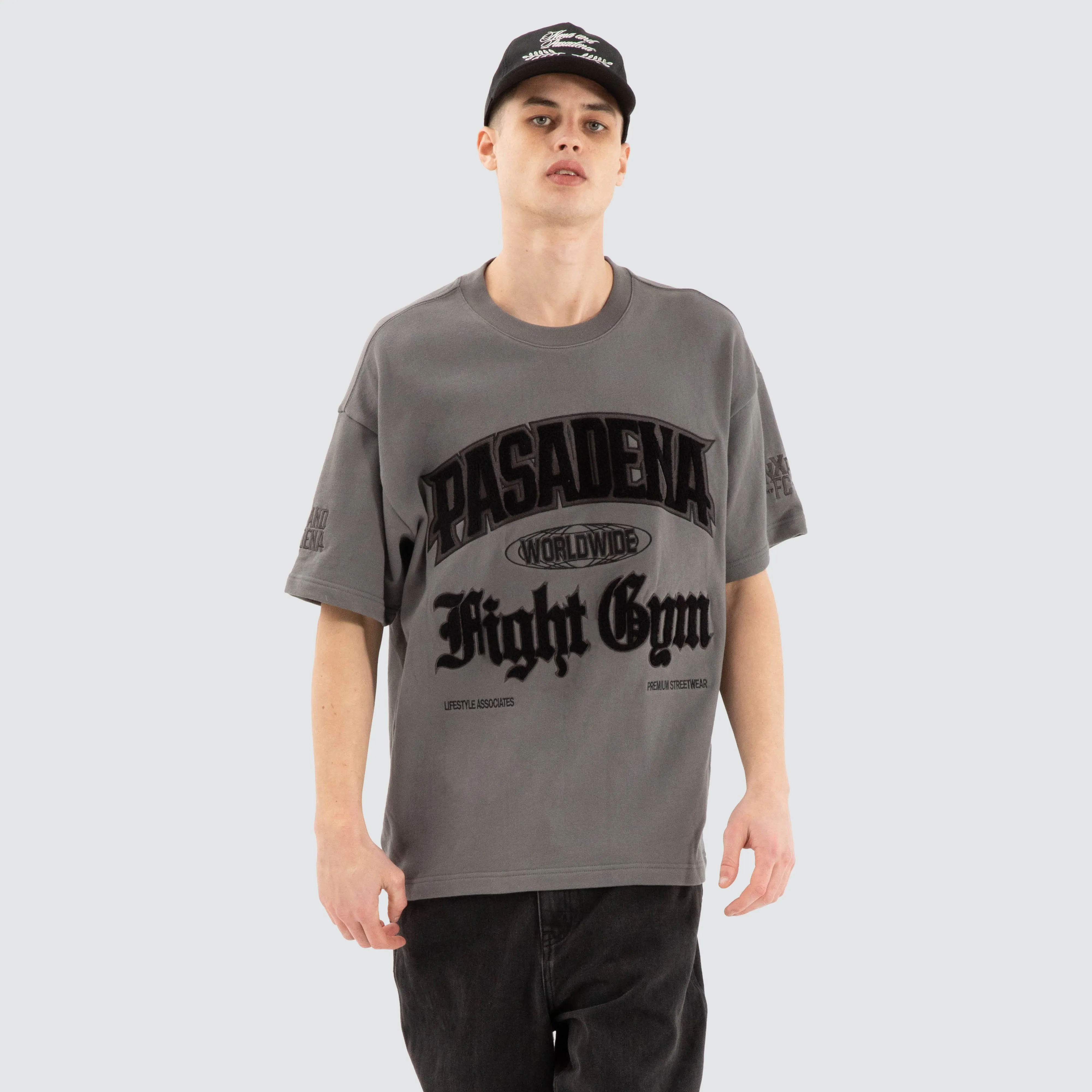 Gym Loopback Raptor Tee Charcoal sold by Nena and Pasadena