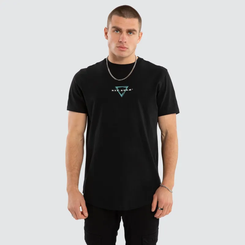 Inevitable Dual Curved Tee Jet Black sold by Nena and Pasadena