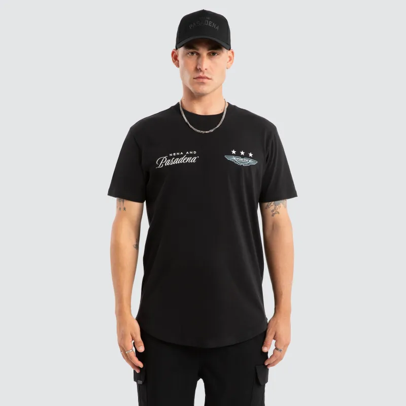 Pledge Dual Curved Tee Jet Black sold by Nena and Pasadena