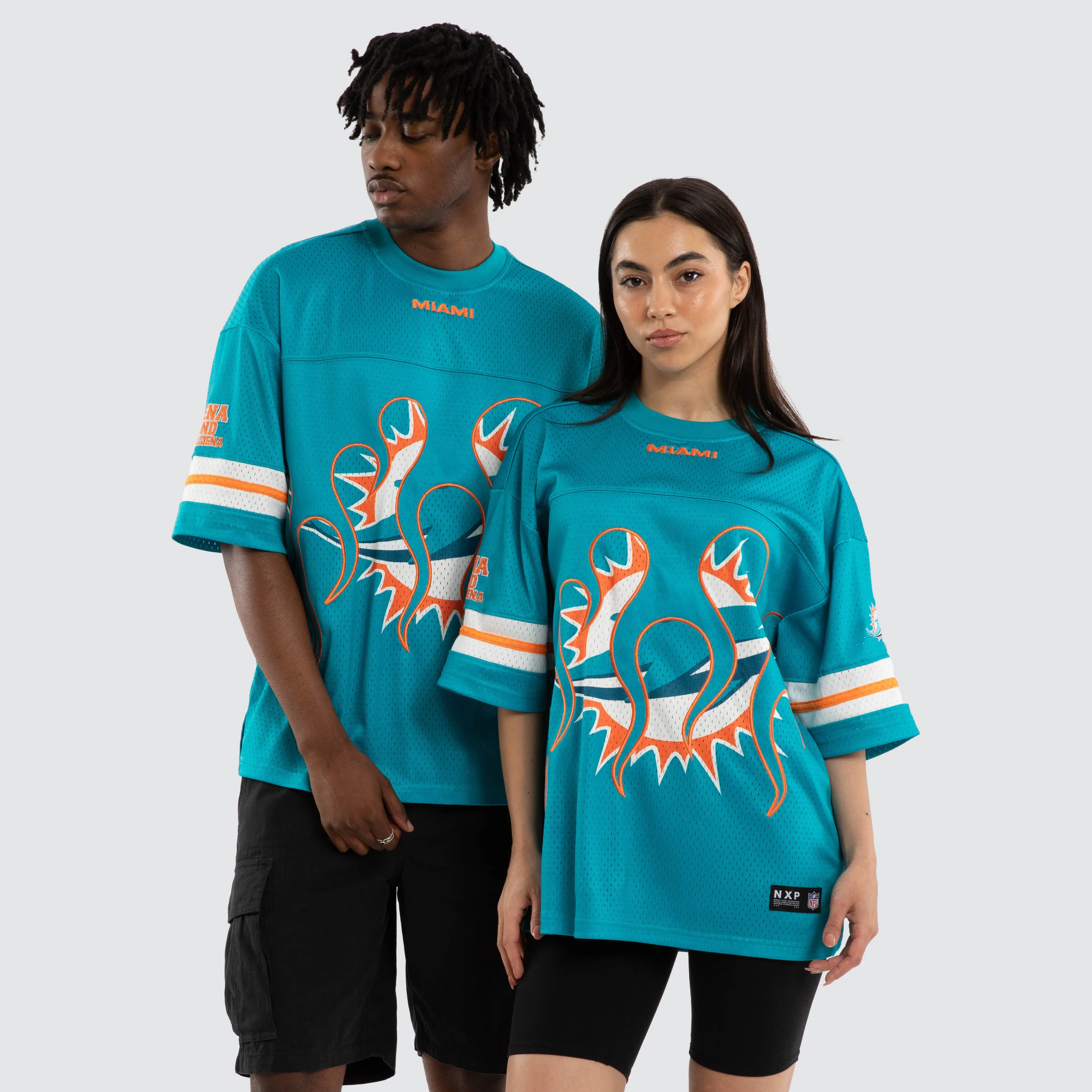 Miami Dolphins Flame Tee Aqua sold by Nena and Pasadena