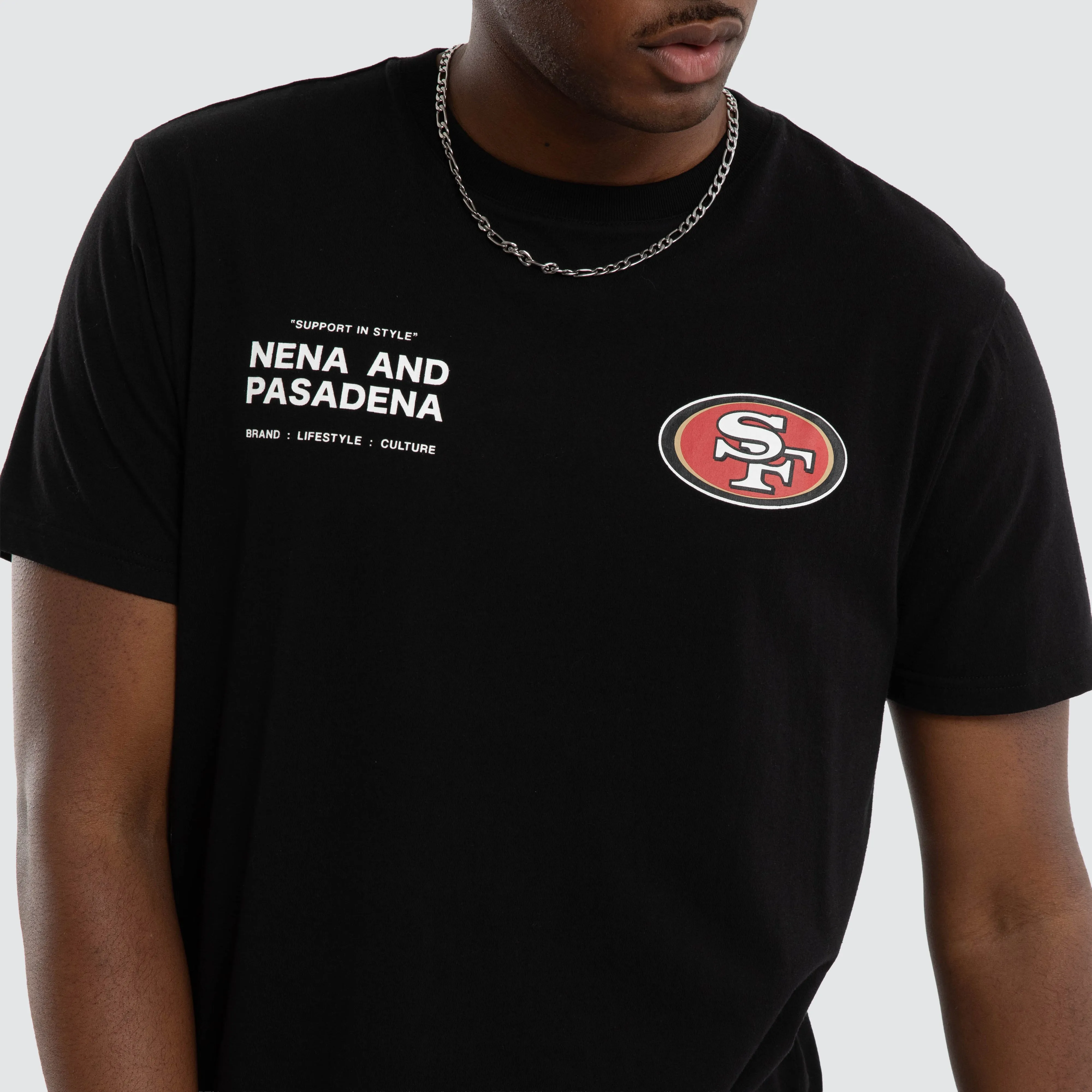 San Francisco 49ers Vertical Tee Jet Black sold by Nena and Pasadena product image thumbnail 3