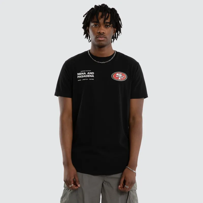 San Francisco 49ers Vertical Tee Jet Black sold by Nena and Pasadena