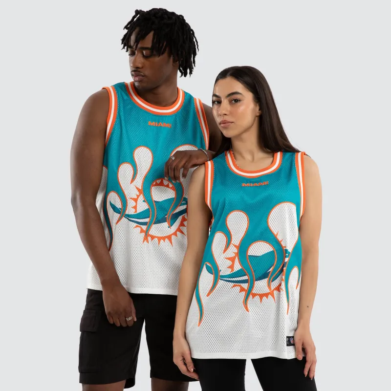 Miami Dolphins Basketball Jersey Aqua & White sold by Nena and Pasadena
