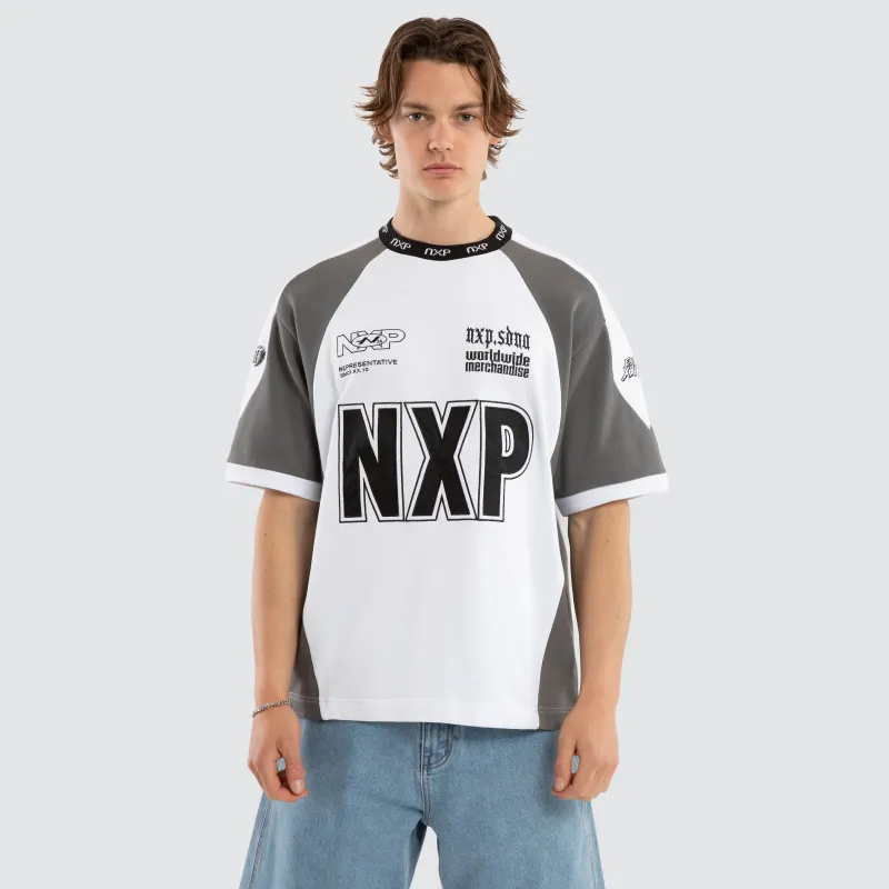 Legend Loopback Oversized Tee White / Charcoal sold by Nena and Pasadena