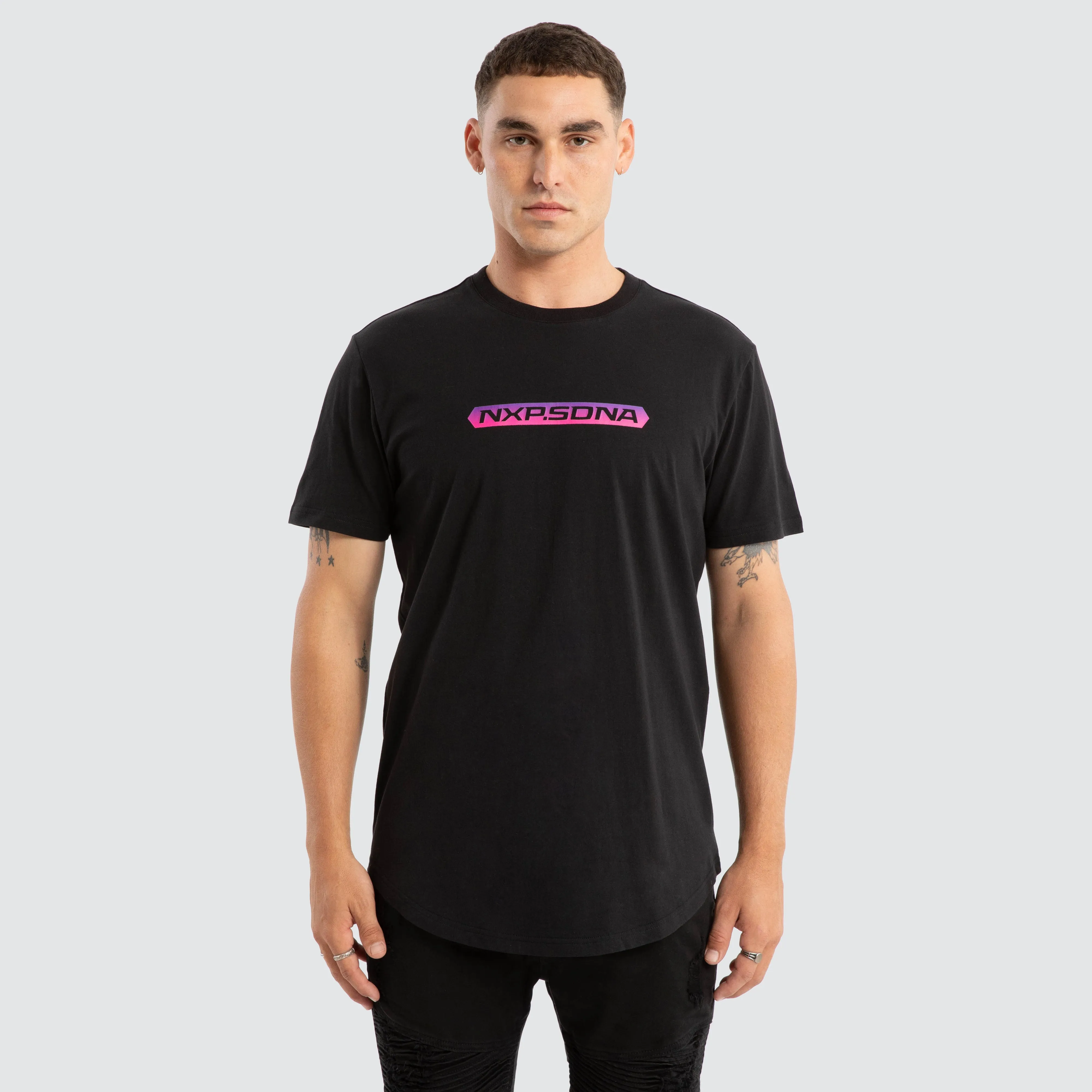 Score Dual Curved Tee Jet Black sold by Nena and Pasadena