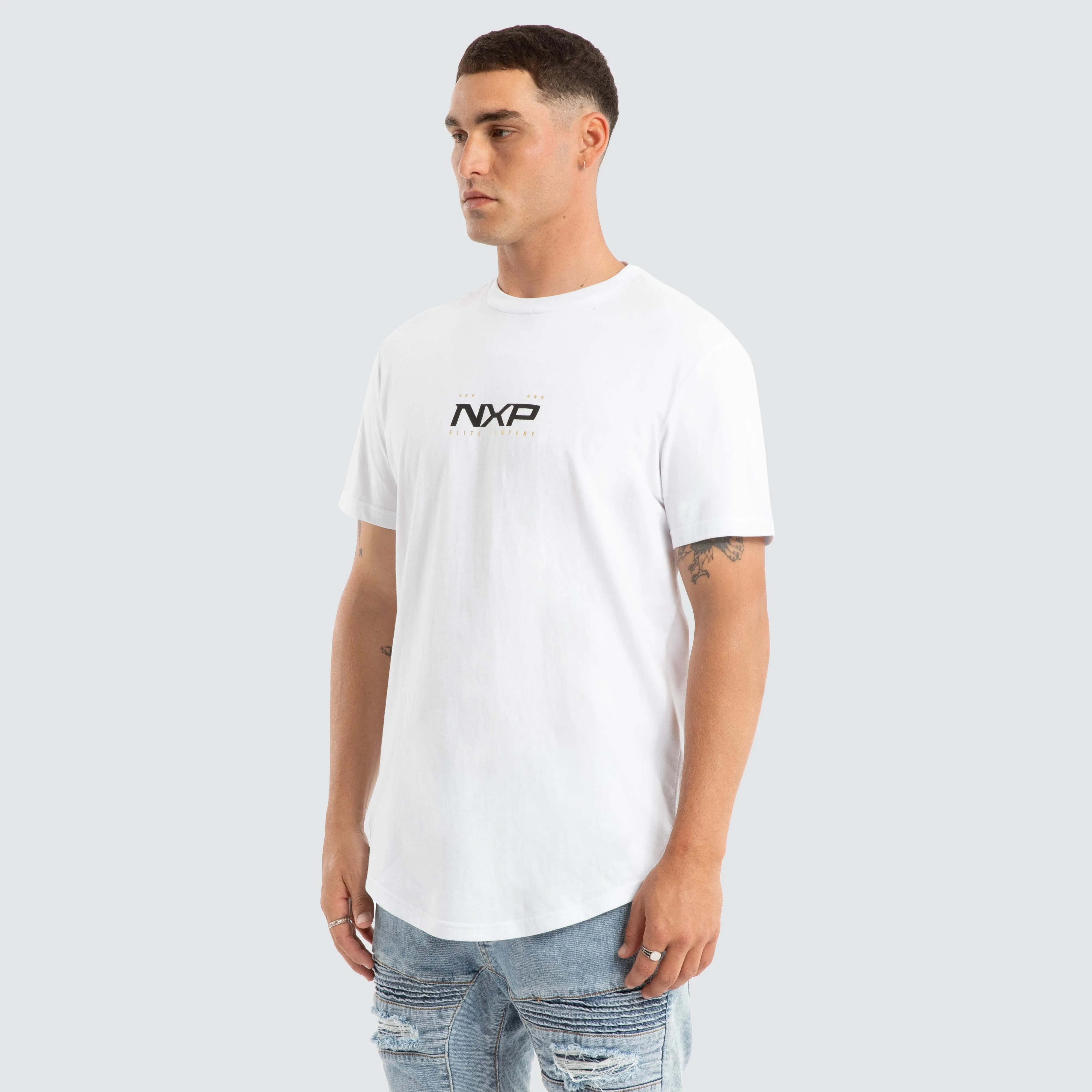 Deliberate Dual Curved Tee White sold by Nena and Pasadena product image thumbnail 3
