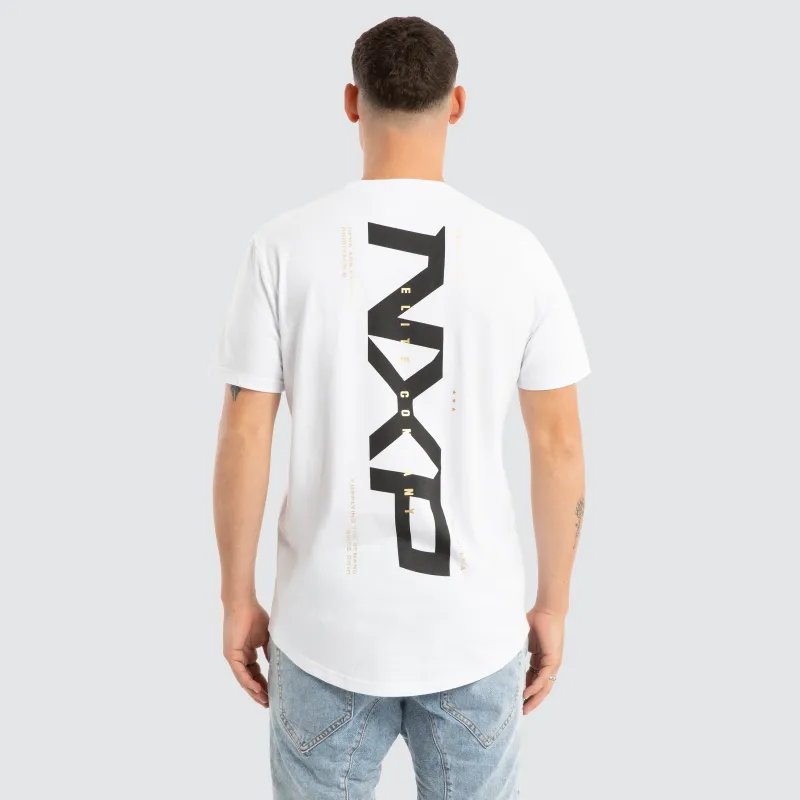 Deliberate Dual Curved Tee White sold by Nena and Pasadena